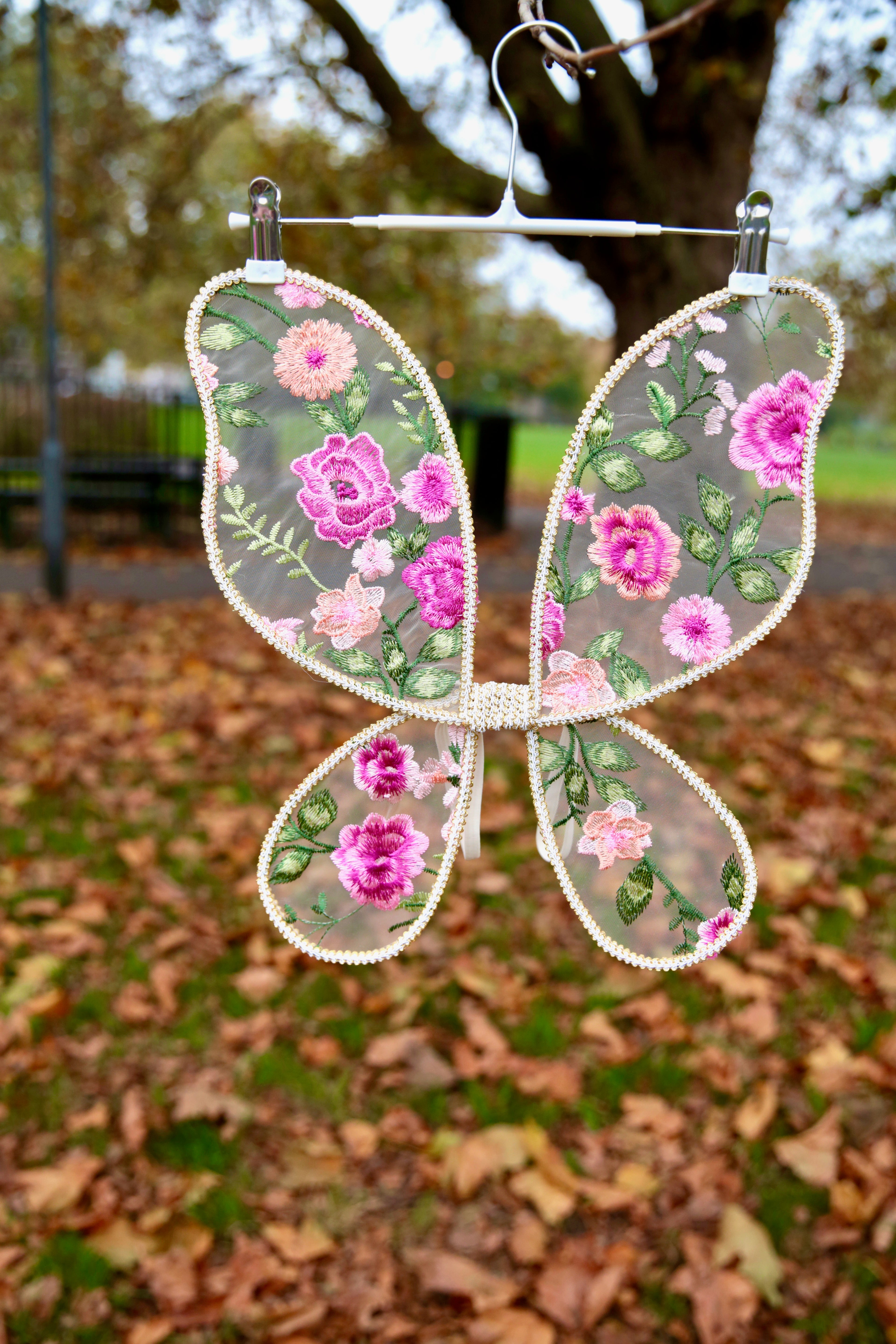 Pink embroidered Fairy Wings Handcrafted Embroidered  Pink Butterfly Wings, cake smash, birthday photoshoot, flower girls.