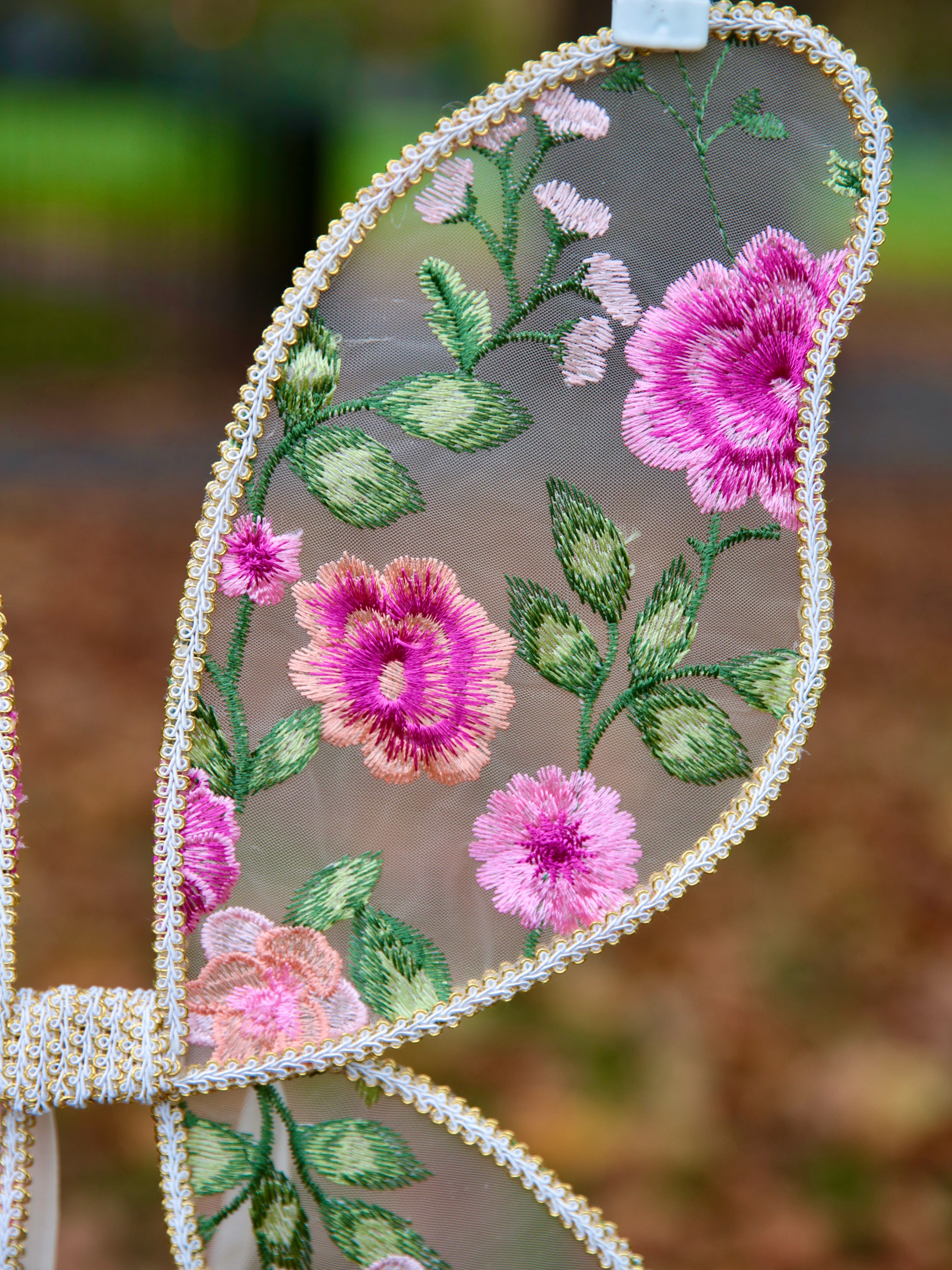 Pink embroidered Fairy Wings Handcrafted Embroidered  Pink Butterfly Wings, cake smash, birthday photoshoot, flower girls.