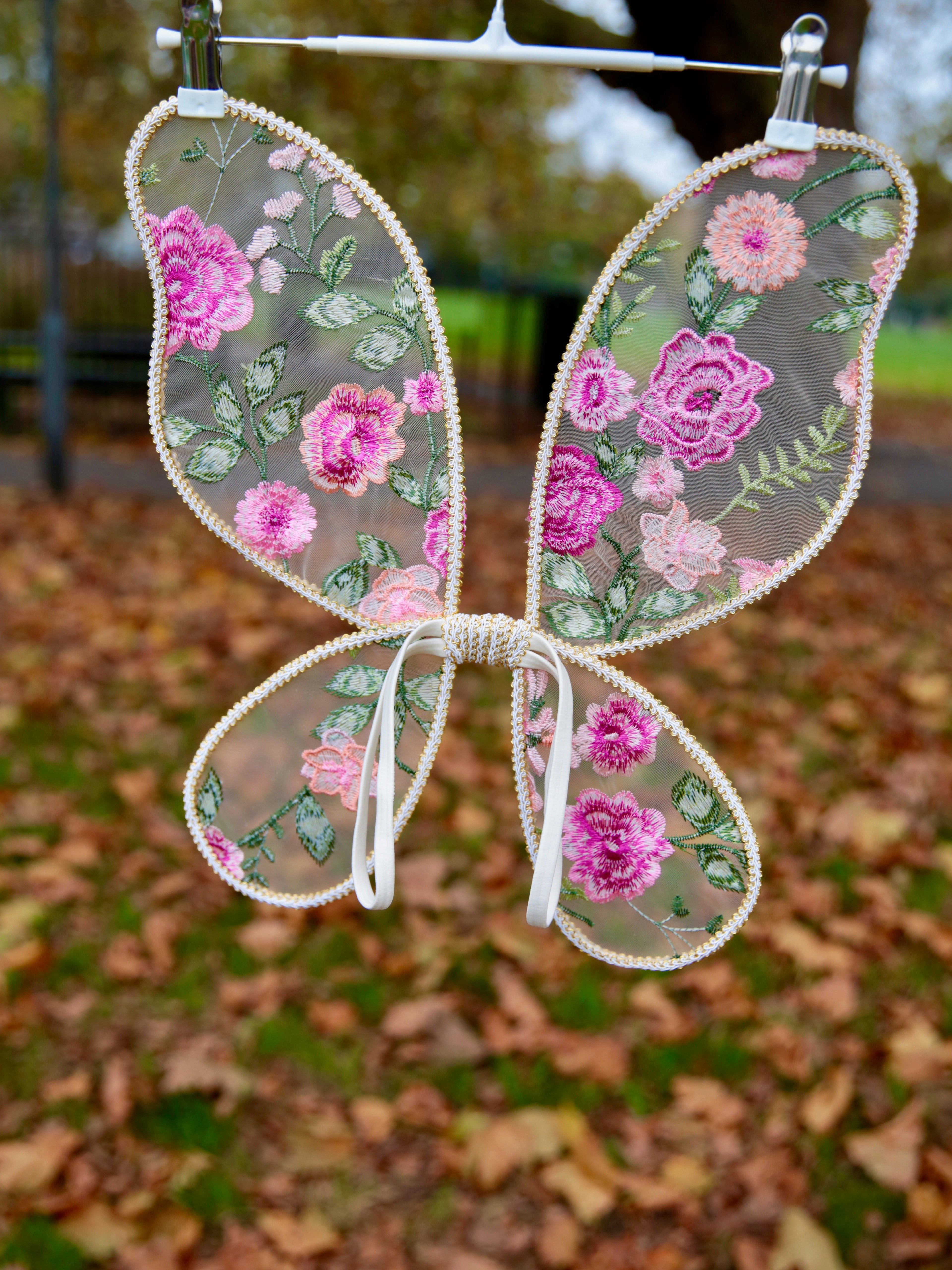 Pink embroidered Fairy Wings Handcrafted Embroidered  Pink Butterfly Wings, cake smash, birthday photoshoot, flower girls.
