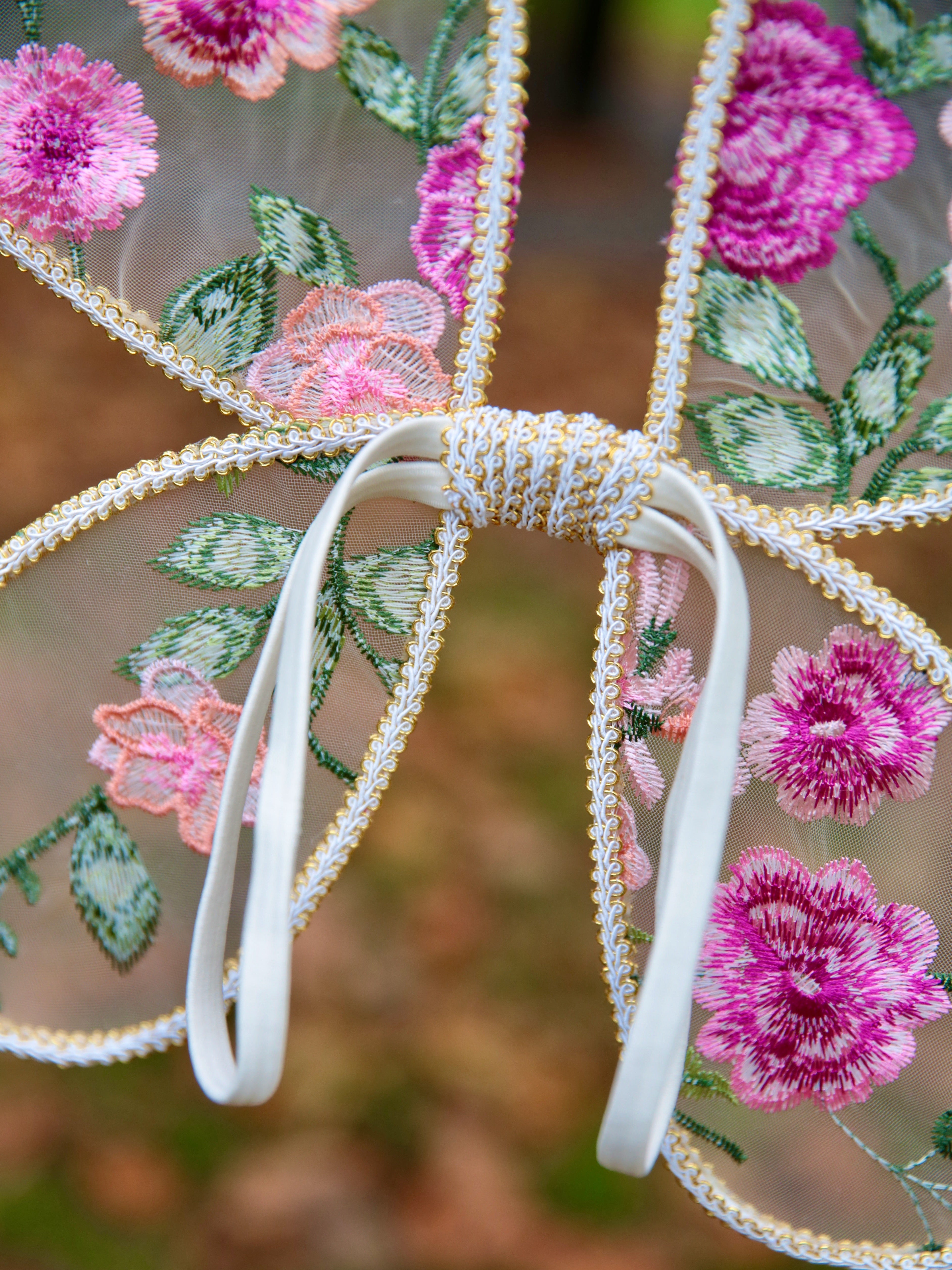 Pink embroidered Fairy Wings Handcrafted Embroidered  Pink Butterfly Wings, cake smash, birthday photoshoot, flower girls.