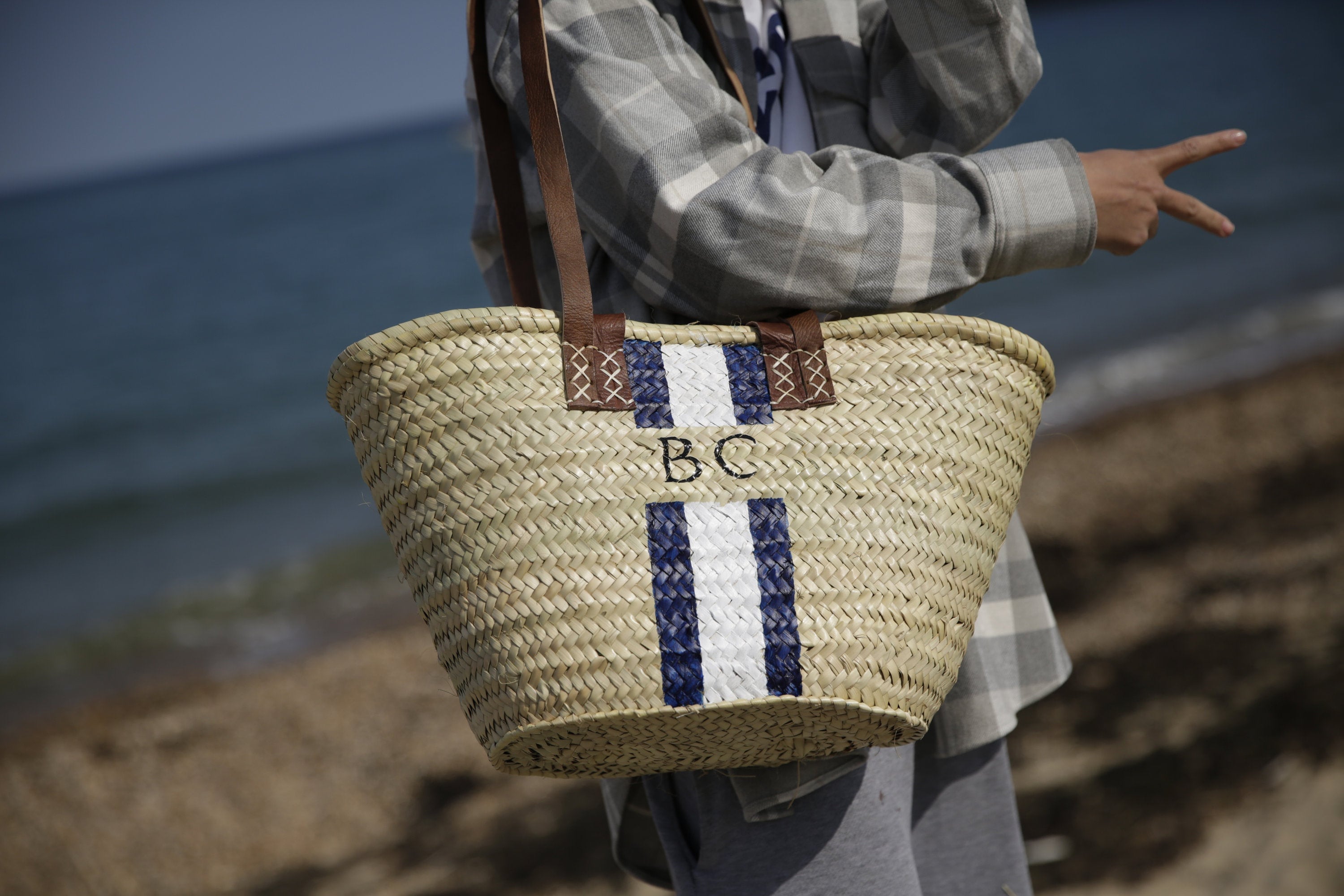 Personalised double handle straw French market basket, vintage bag, gifts for her, wedding gift, Moroccan basket