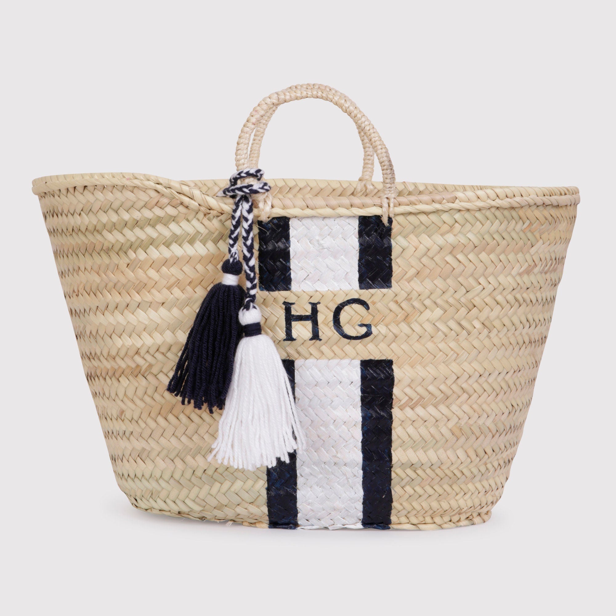 French market basket, Personalized straw basket, Beautiful hand woven french market basket, with your monogram painted onto the bag