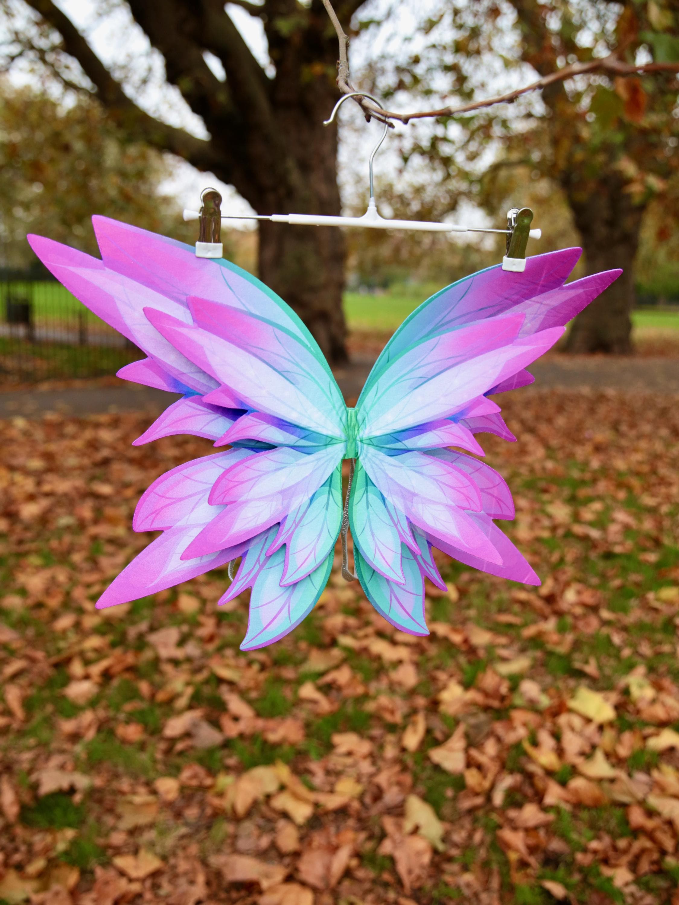 Fairy wings, pink and green kids 3D pink and green fairy wings. Butterfly wings for Children, Fairy cosplay. Fairy dress up, Elven costume