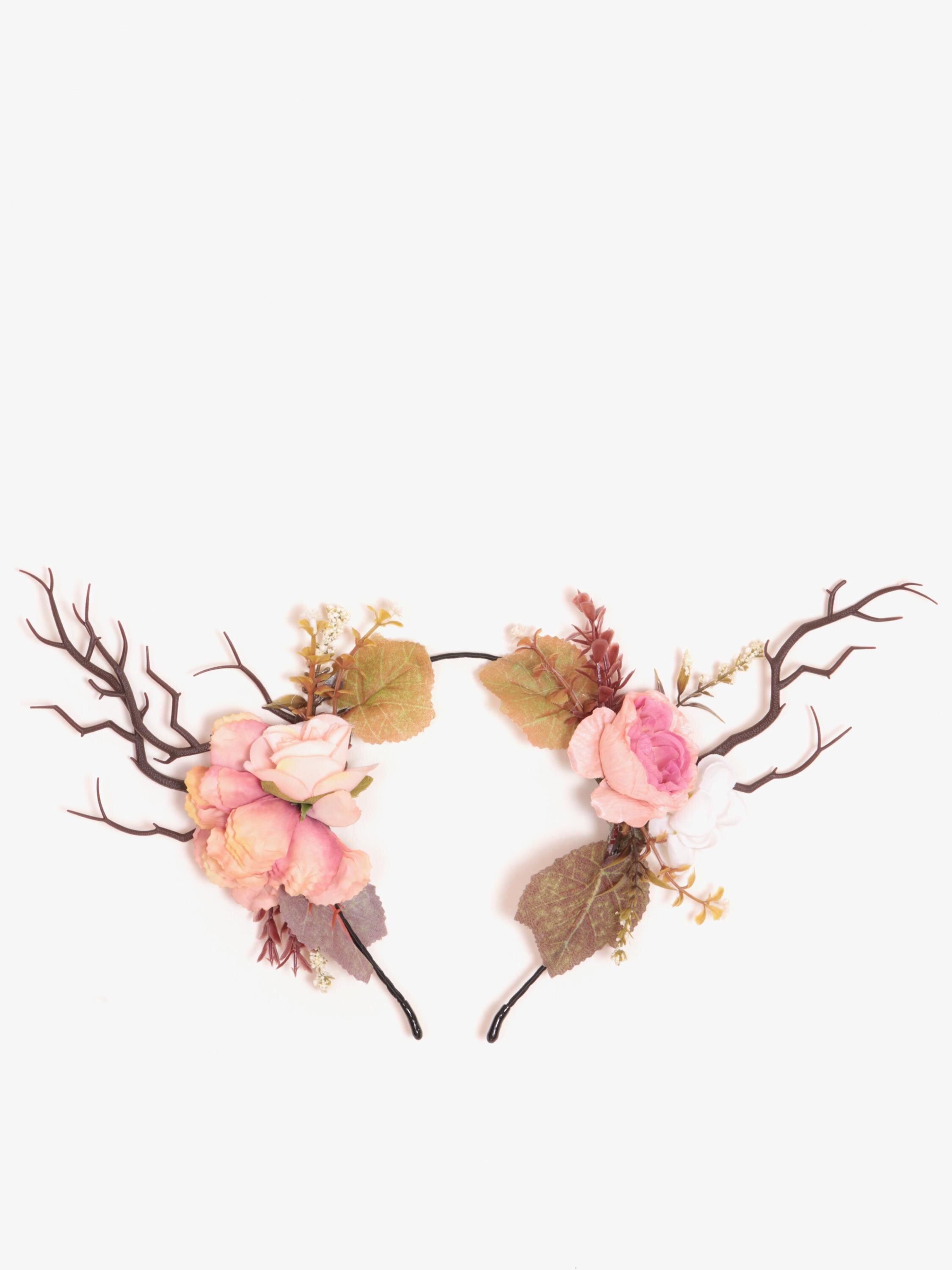 Fairy crown, tiara Deer Antlers, Woodland Horns Tiara, Forest Nymph Crown. Romantic Bride headdress. Beltane Fire Festival