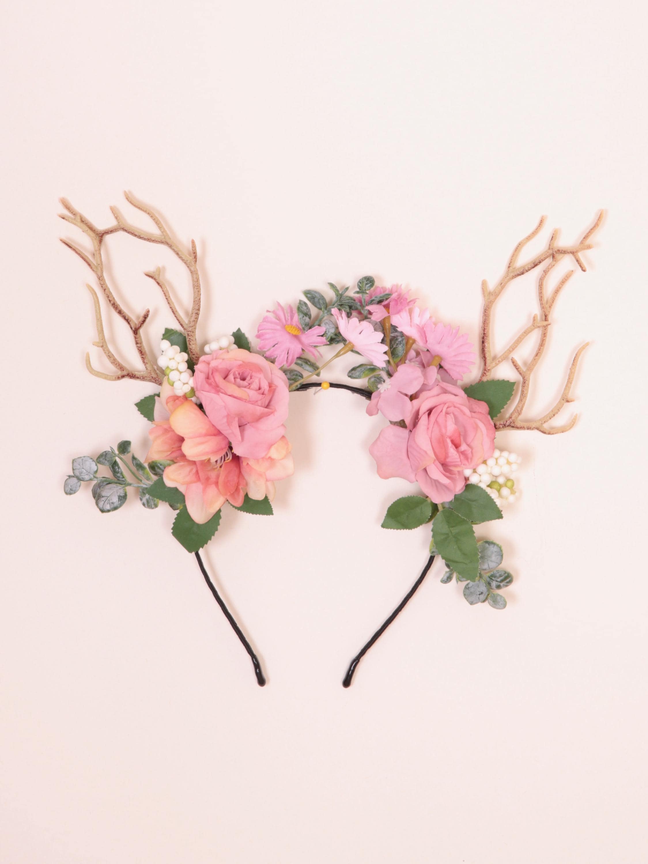 Fairy Tiara, fairy crown, Deer Antlers, Woodland Horns Tiara, Forest Nymph Crown. Romantic Bride headdress, Beltane Fire Festival