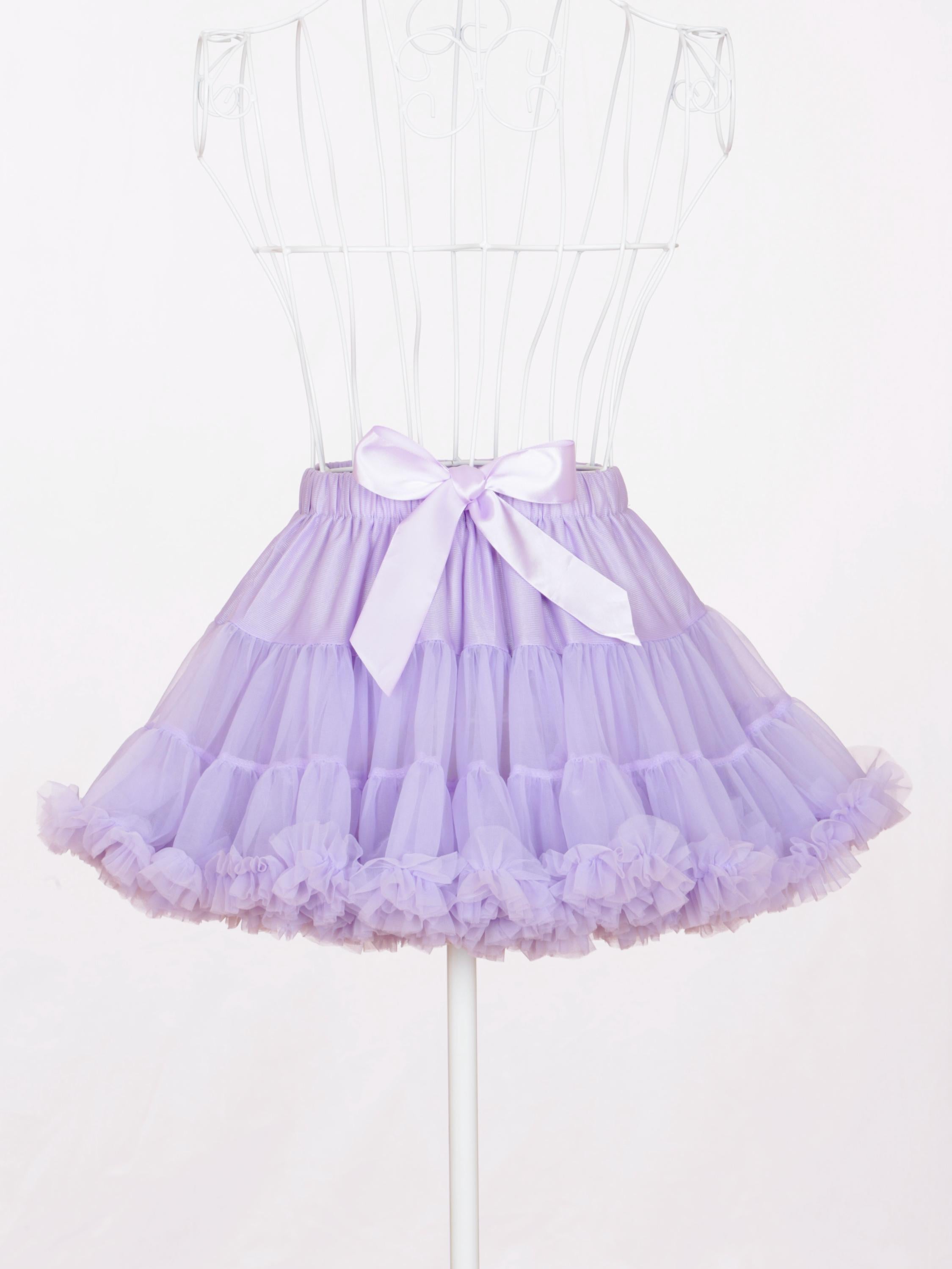 Girls Tutu Skirt, Lavender Tulle Tiered Petticoat Skirt. Optional Fairy Embroidered Wings for Children