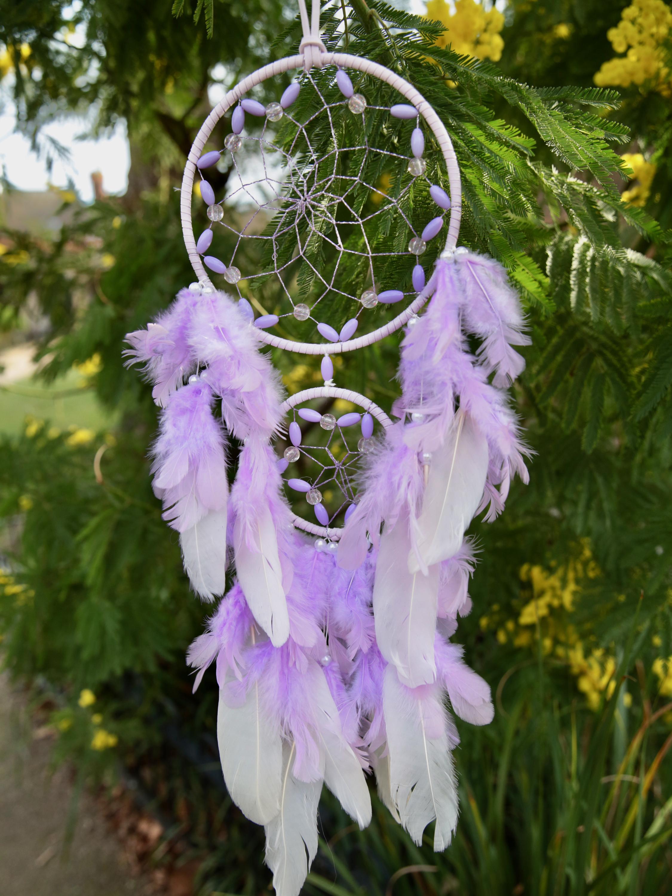 Dreamcatcher, Beautiful large purple feathers, New Baby Gift, wall hanging, home decor, birthday gift, new home gift