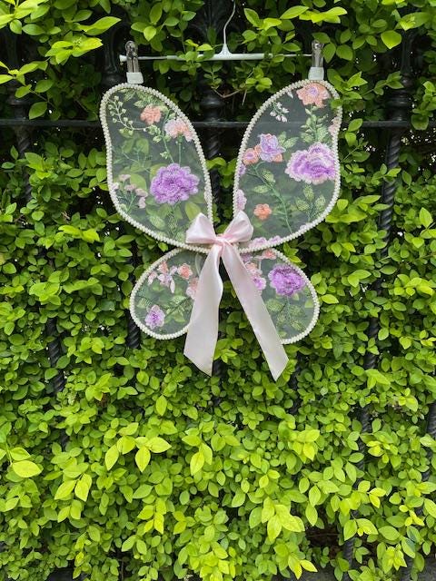 Purple Fairy wings. Handcrafted Embroidered Purple butterfly Wings, cake smash, flower girl, birthday photo shoot