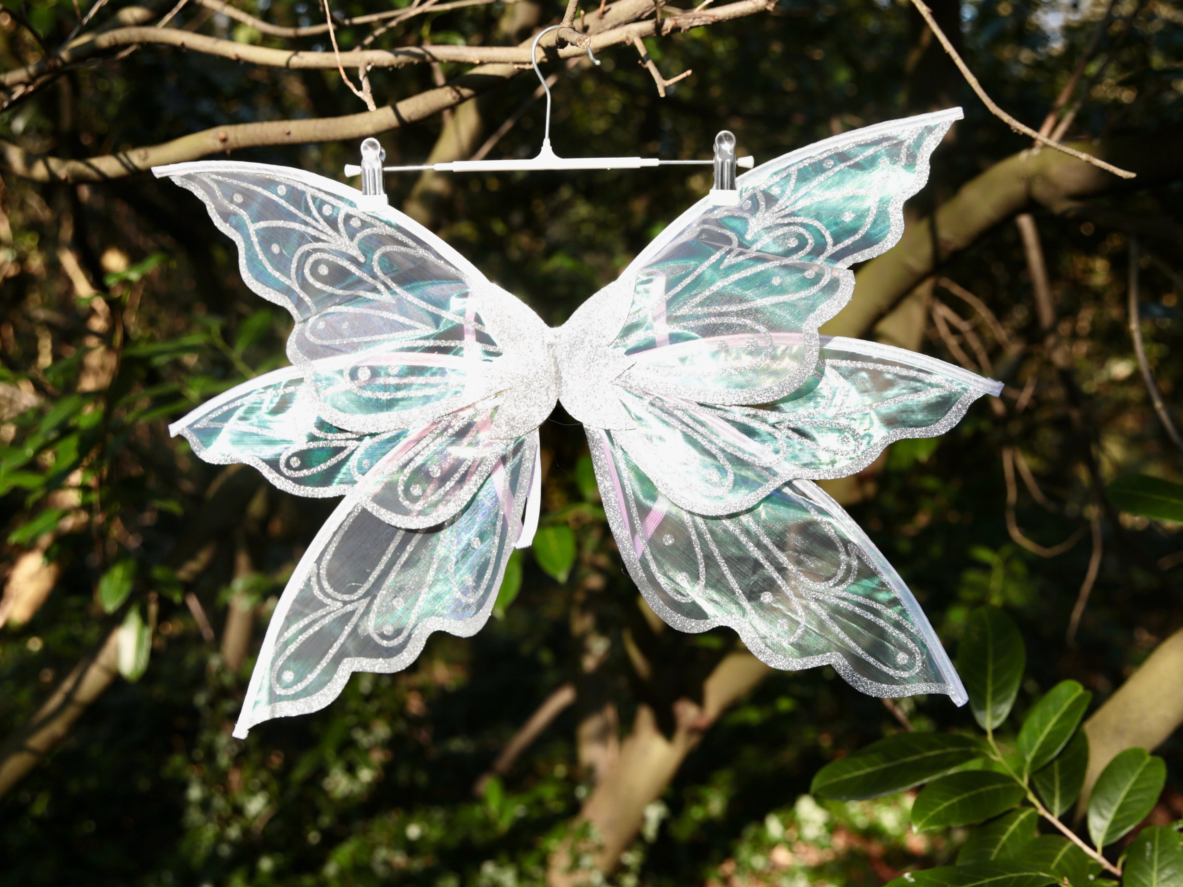 White Fairy Wings  with optional Tutu Skirt.