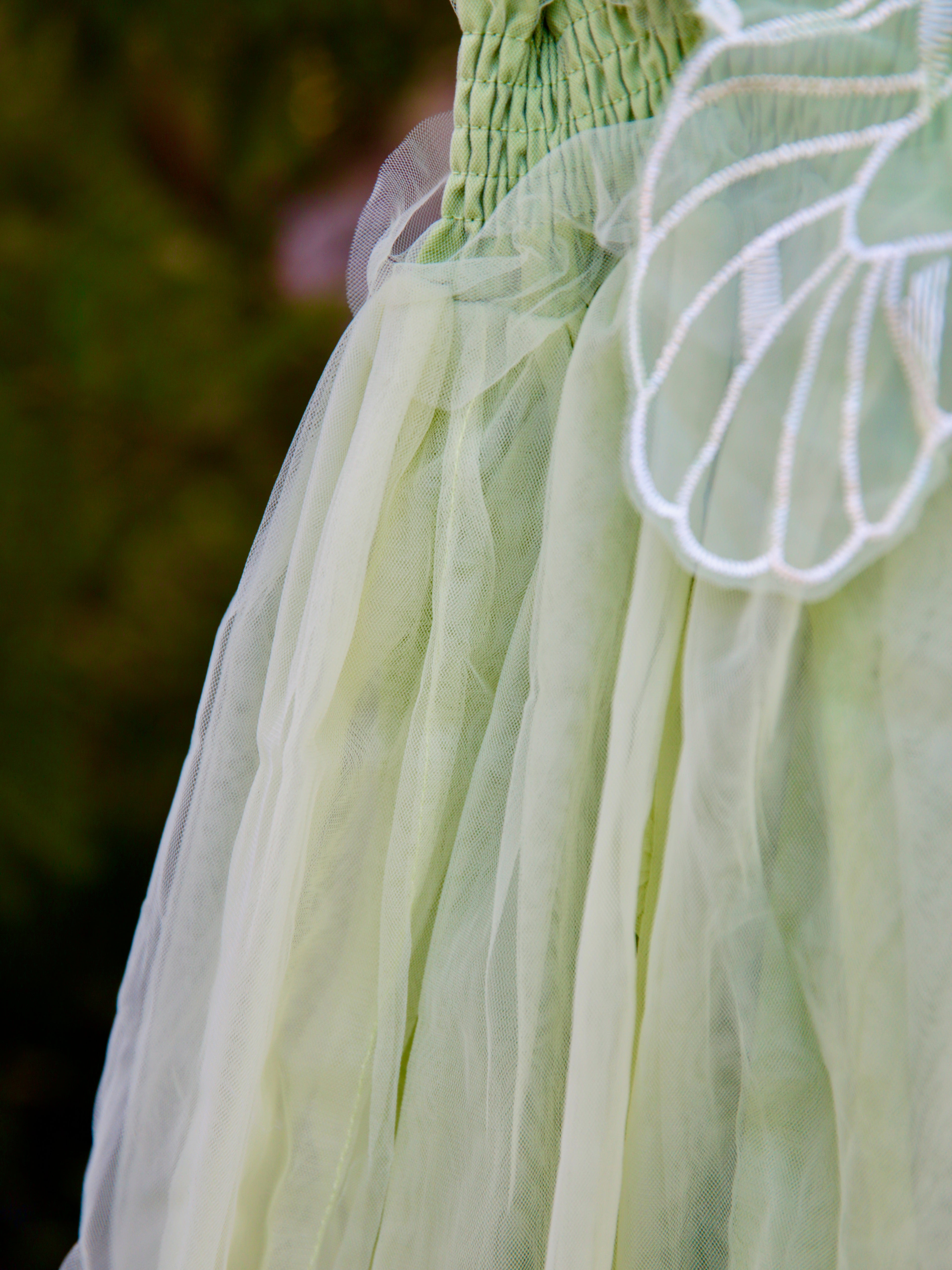 Butterfly wing girls Sage Green dress. Pastel Green Tulle Dress with fairy wings, party dress, bridesmaid dress, girls flower girl dress.
