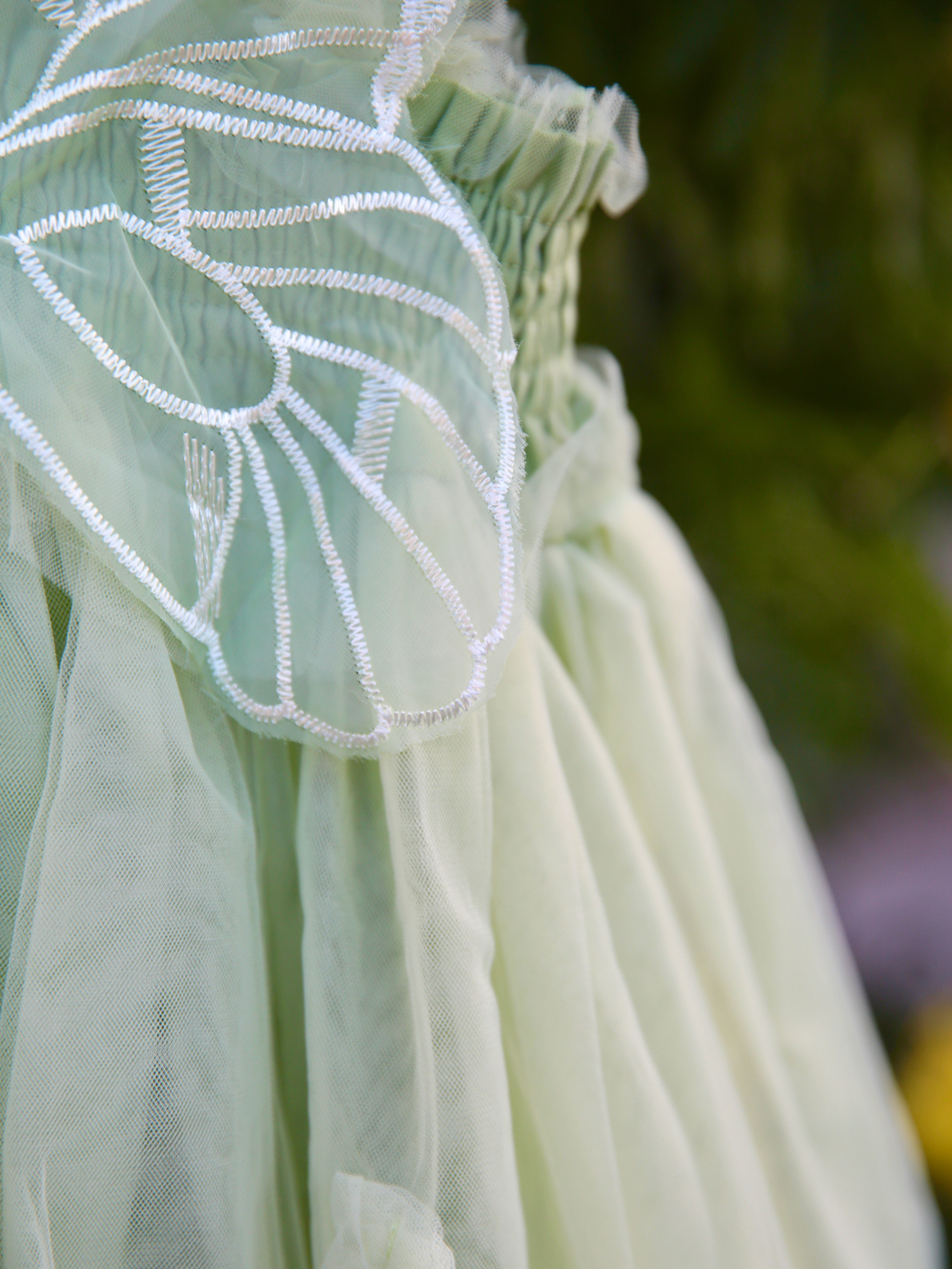 Butterfly wing girls Sage Green dress. Pastel Green Tulle Dress with fairy wings, party dress, bridesmaid dress, girls flower girl dress.