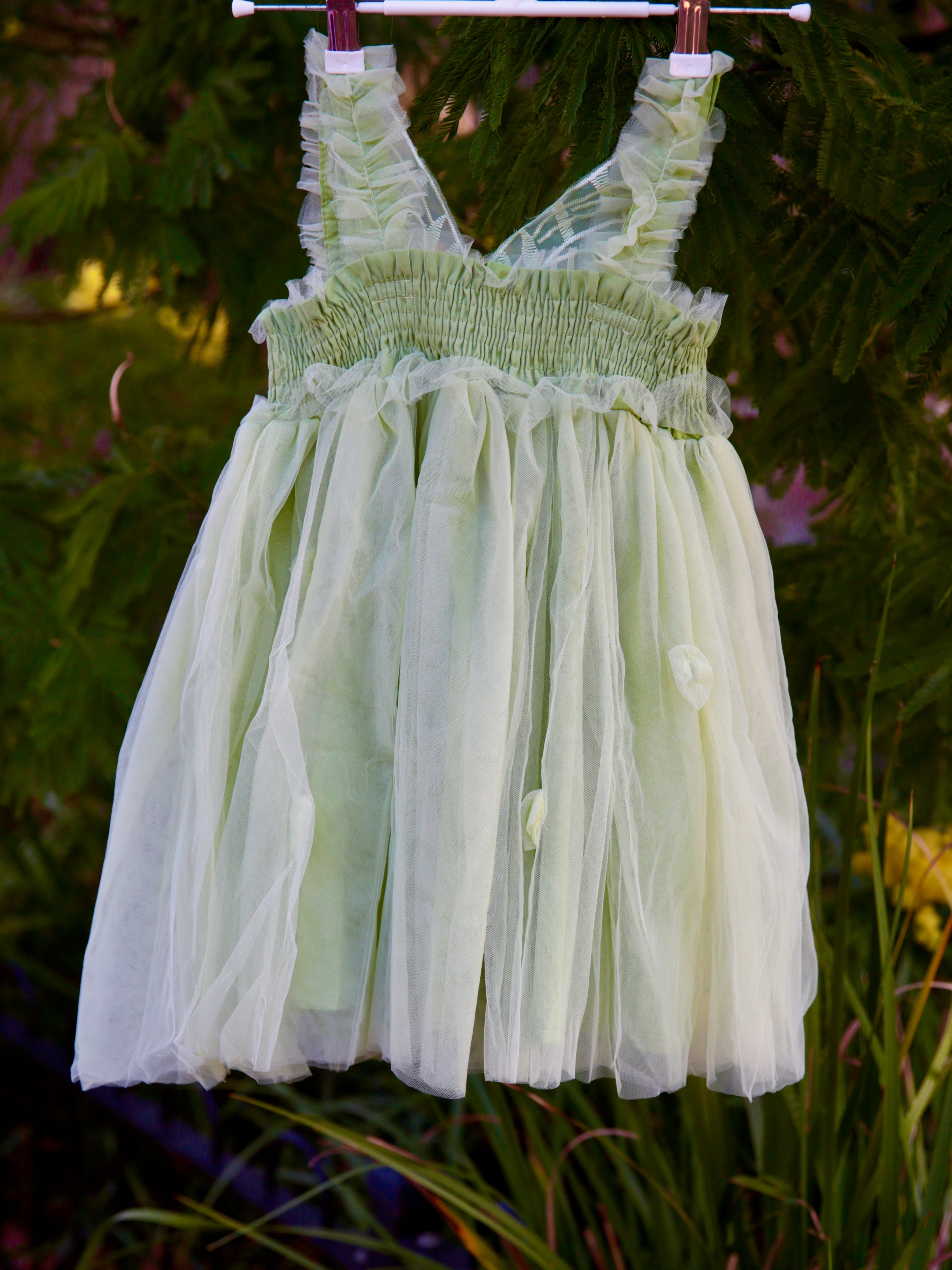 Butterfly wing girls Sage Green dress. Pastel Green Tulle Dress with fairy wings, party dress, bridesmaid dress, girls flower girl dress.