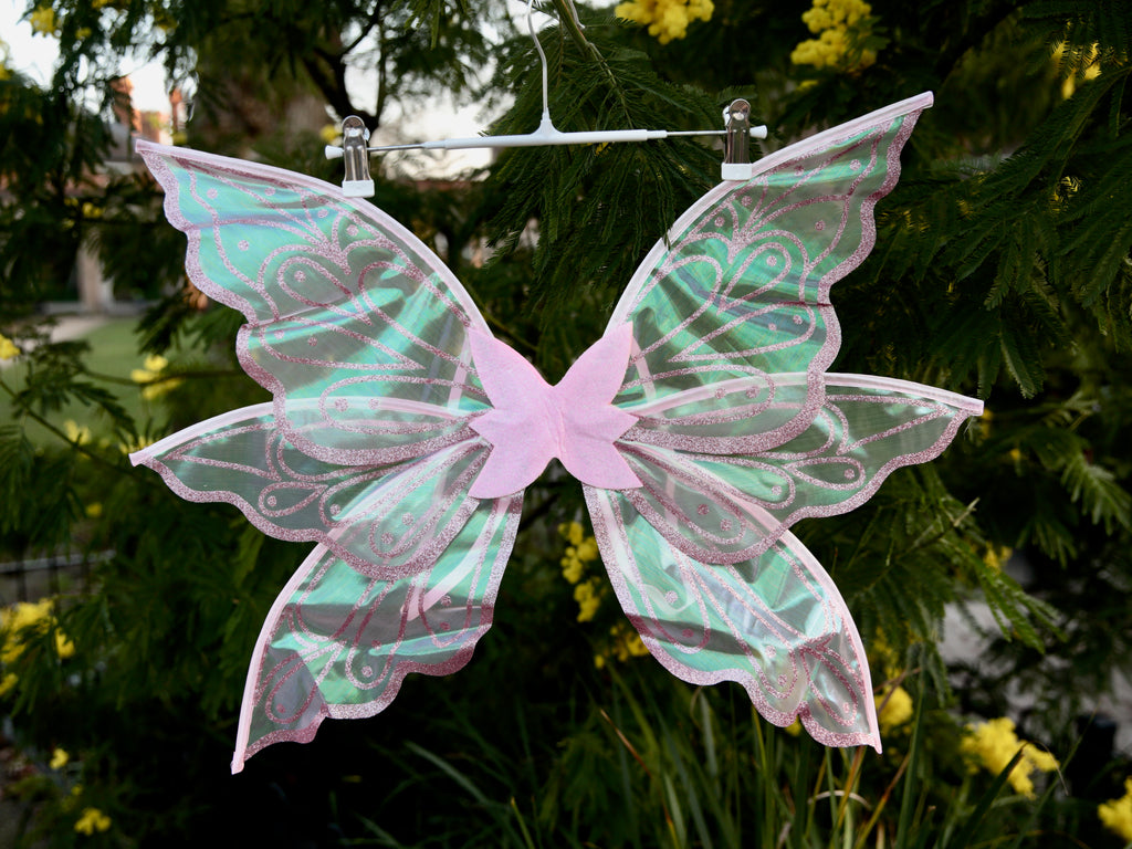 Pink Fairy Wings Pink Iridescent  for Adults and Children | Perfect for Fairy Dress-Up & Cosplay and Valentine Day costume.  Butterfly wings