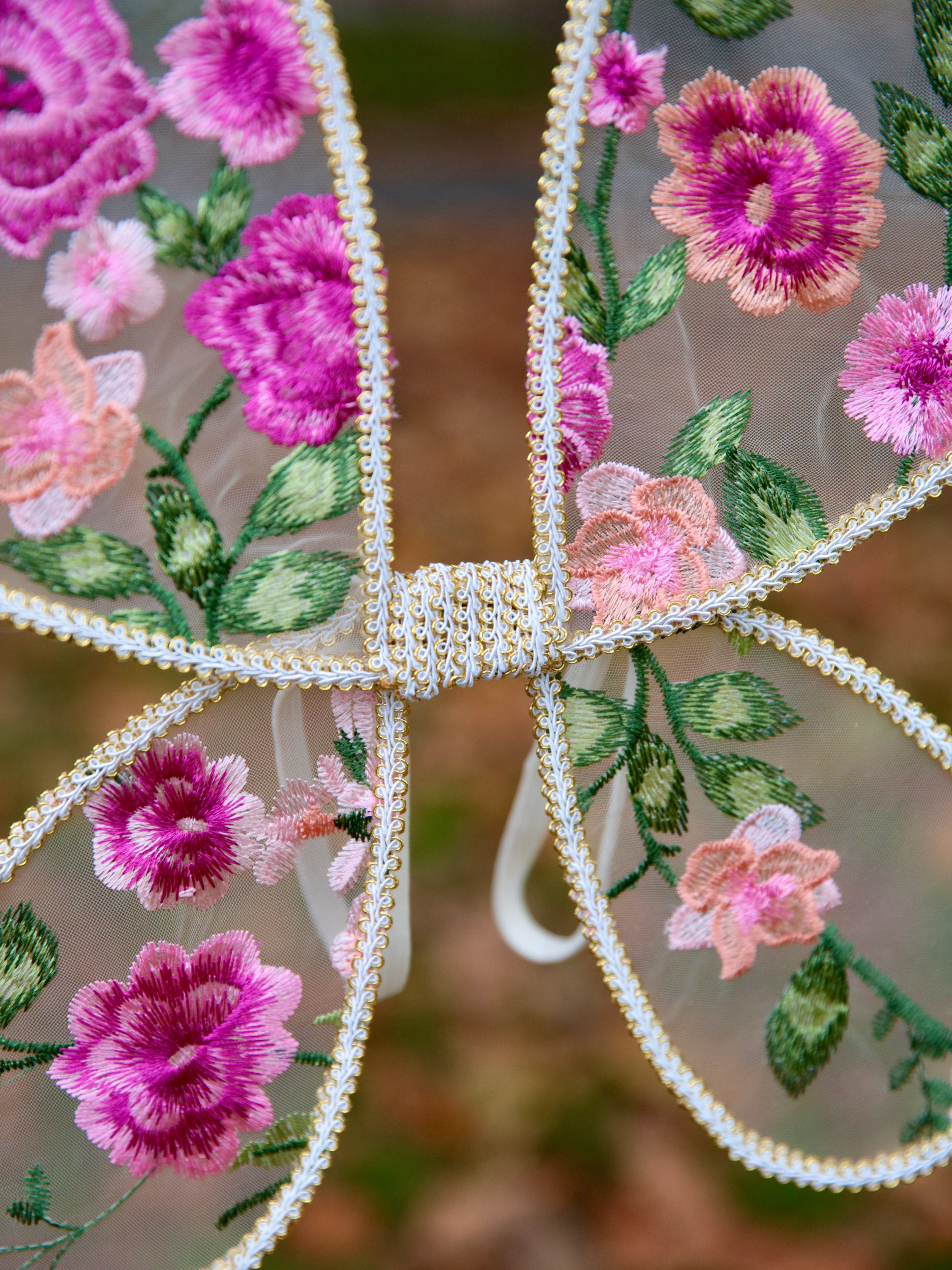 Pink embroidered Fairy Wings Handcrafted Embroidered  Pink Butterfly Wings, cake smash, birthday photoshoot, flower girls.