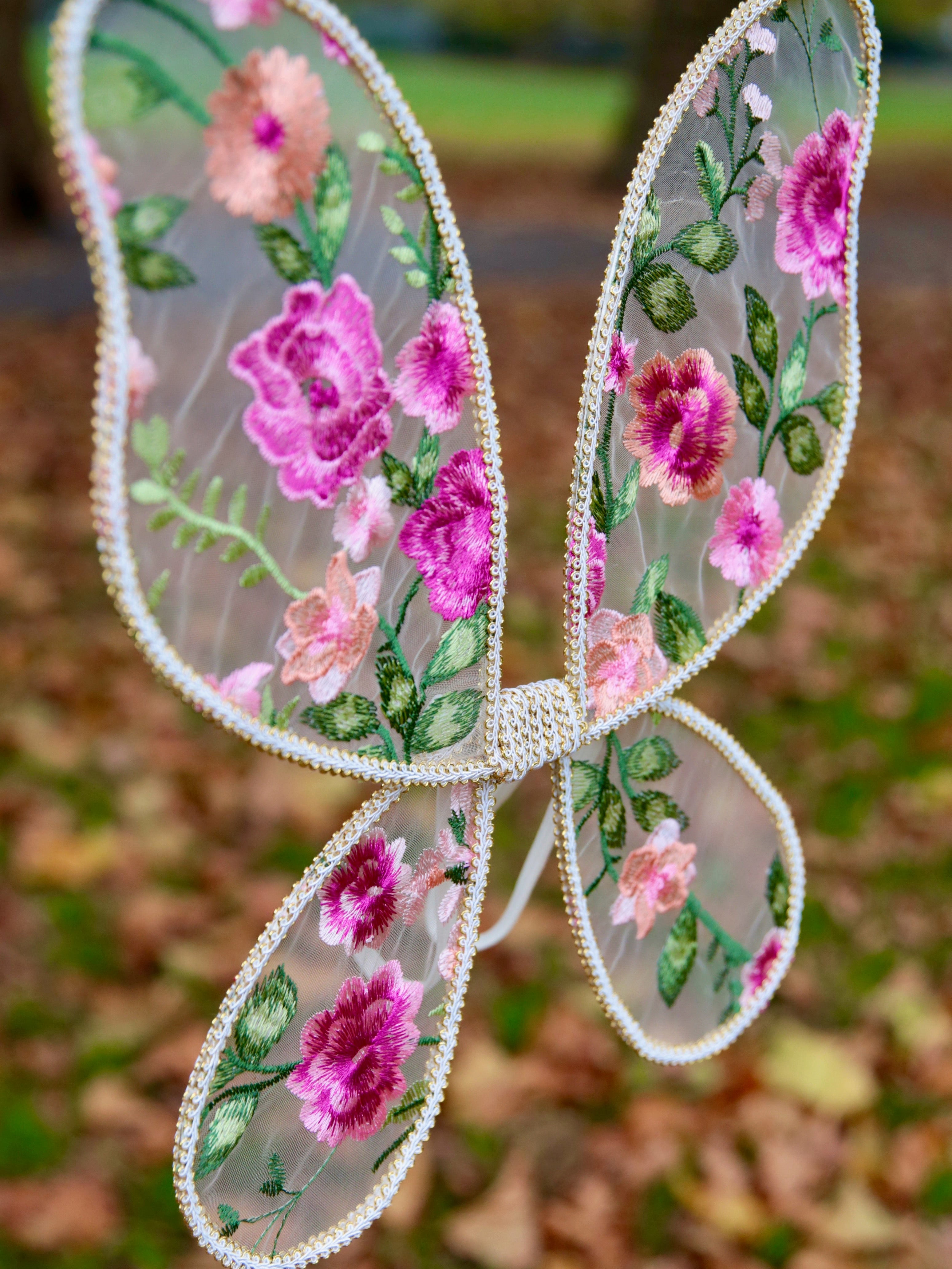 Pink embroidered Fairy Wings Handcrafted Embroidered  Pink Butterfly Wings, cake smash, birthday photoshoot, flower girls.