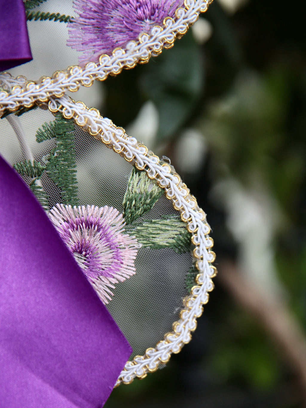 Purple Embroidered Fairy wings for babies and Children. Tulle fabric with handcrafted embroidered purple and pink flower design. Cake smash, birthday photo shoot.
