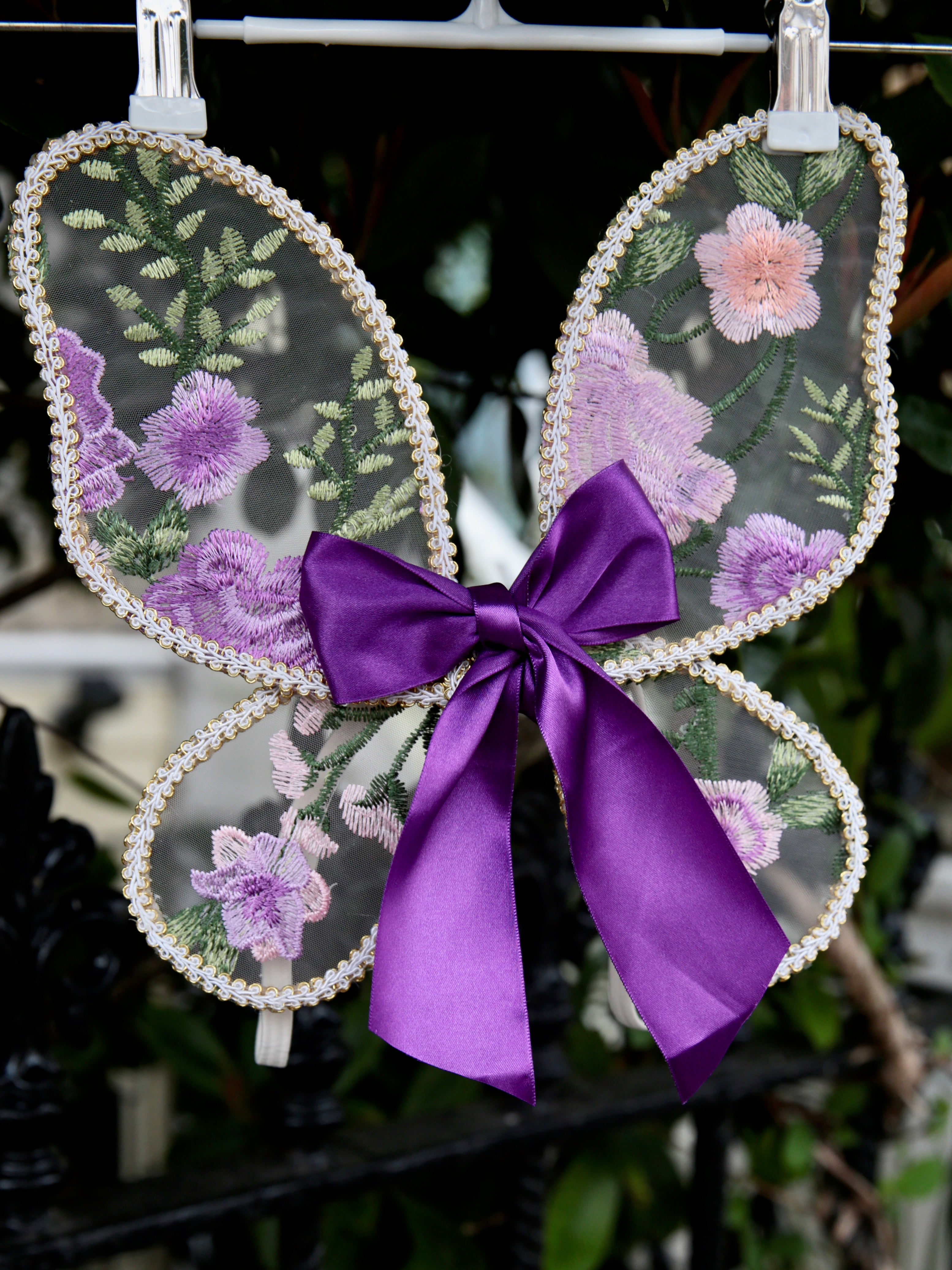 Girls Purple Flower Embroidered Dress and wings. Pretty Purple Tulle Dress with optional Embroidered Wings for Girls, toddlers and babies. Wild Daisy