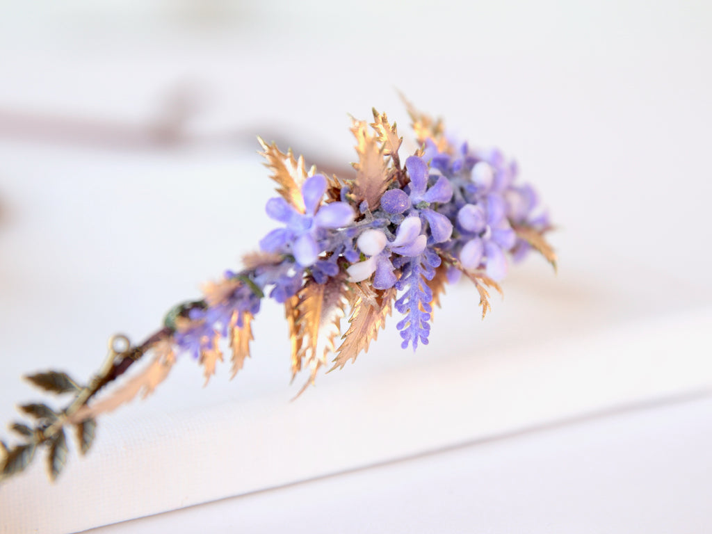 Elven purple tiara with deer head feature. Fairy crown for weddings, woodland party, renaissance fairs, woodland gatherings