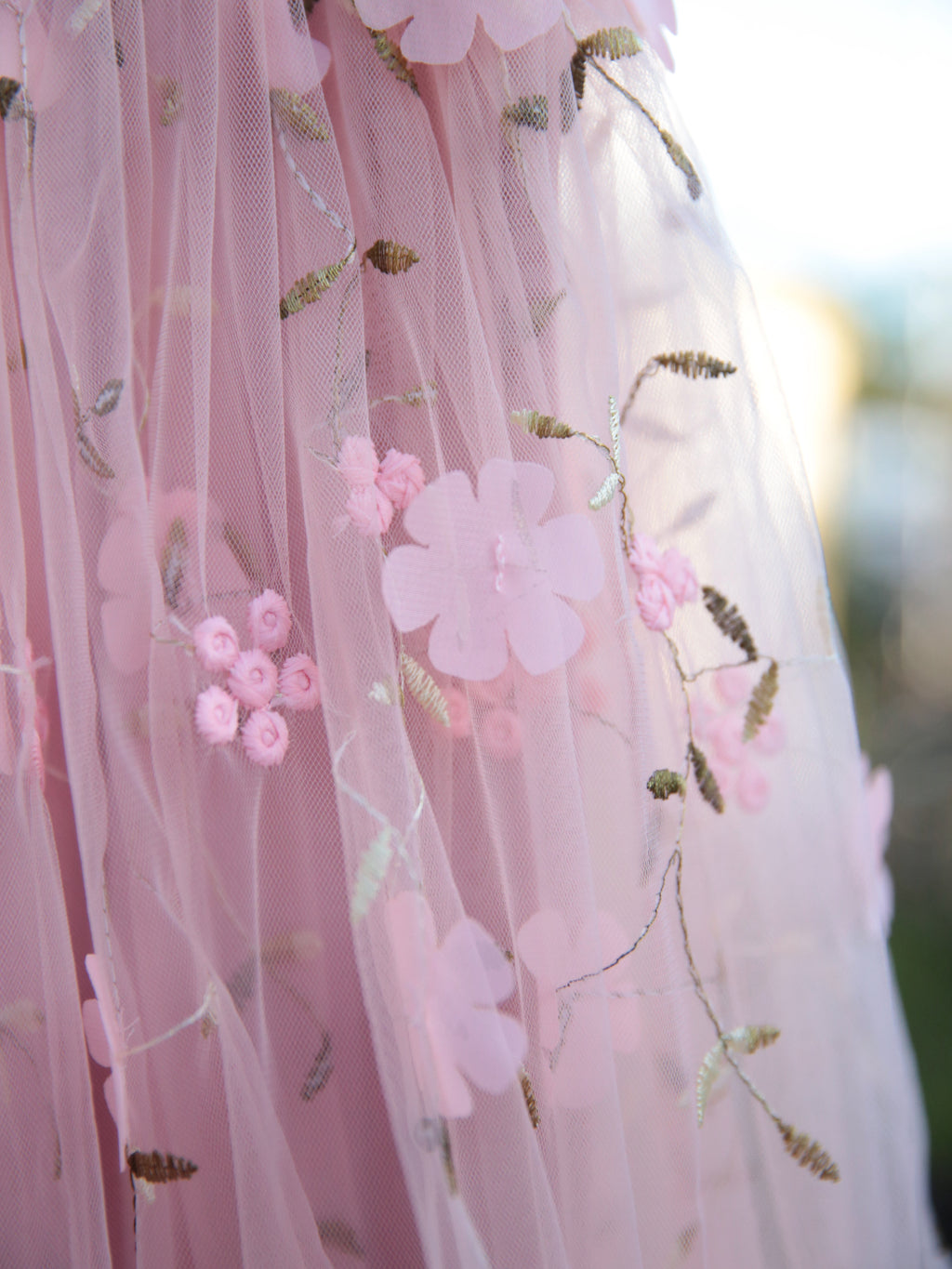 Girls 3D flower embroidered dusky pink dress. Baby Pink Tulle dress for young girls, toddlers and babies.  flower girl dress, party dress.