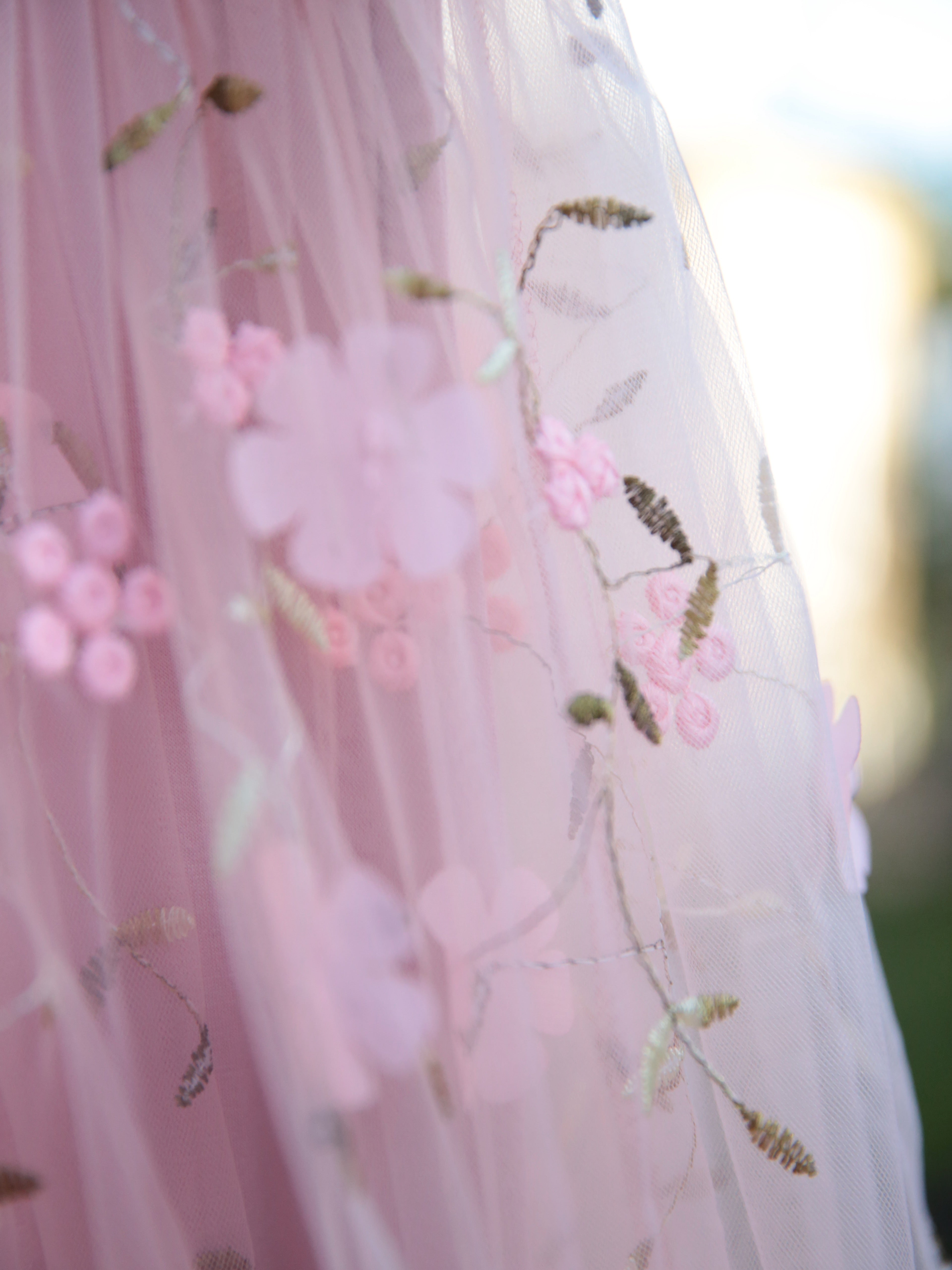 Girls 3D flower embroidered dusky pink dress. Baby Pink Tulle dress for young girls, toddlers and babies.  flower girl dress, party dress.