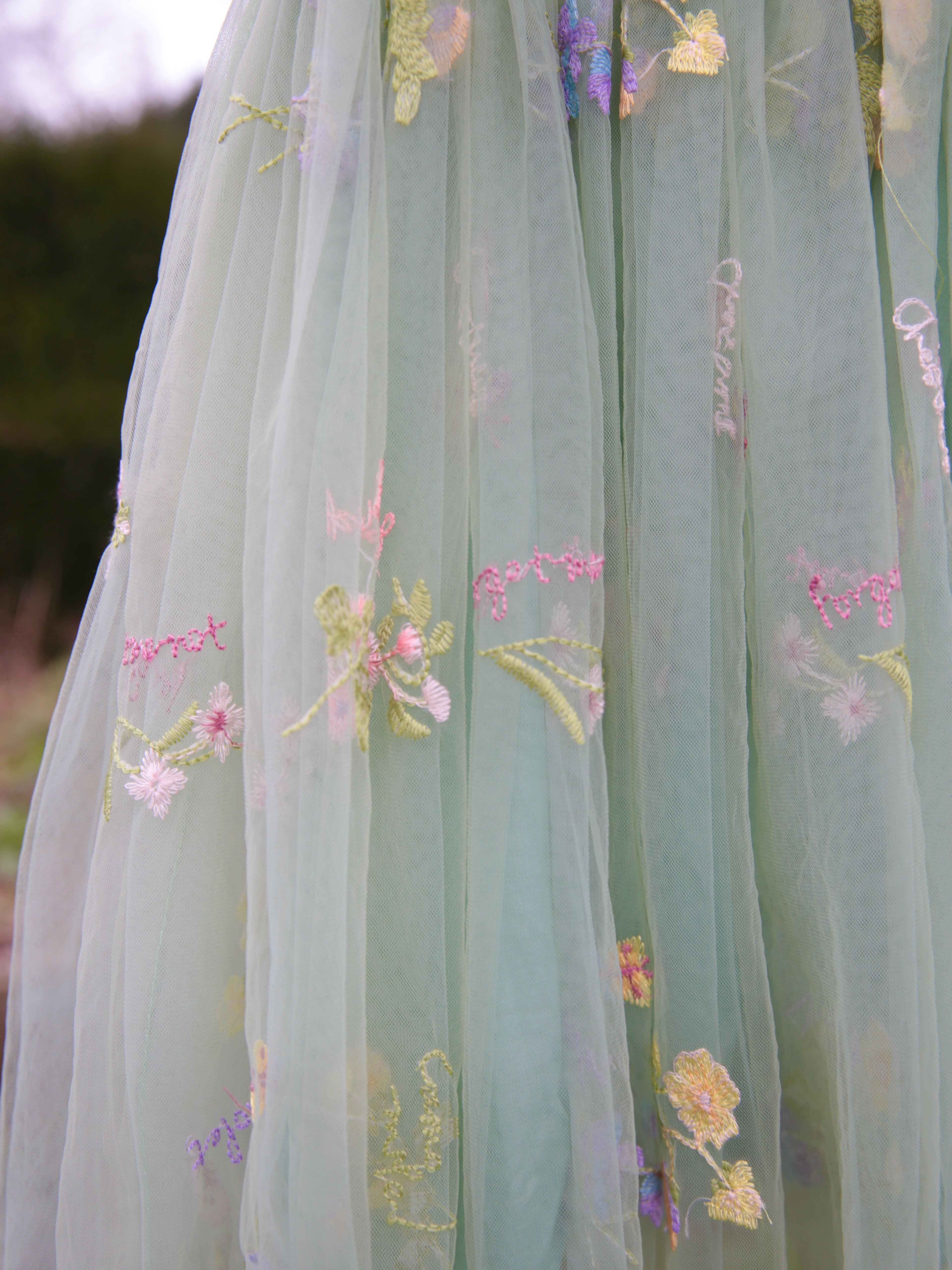 Girls Embroidered Tulle Light Sage Green Dress with wings. Beautiful Green Tulle Dress. Bridesmaid dress, flower girl dress, party dress.