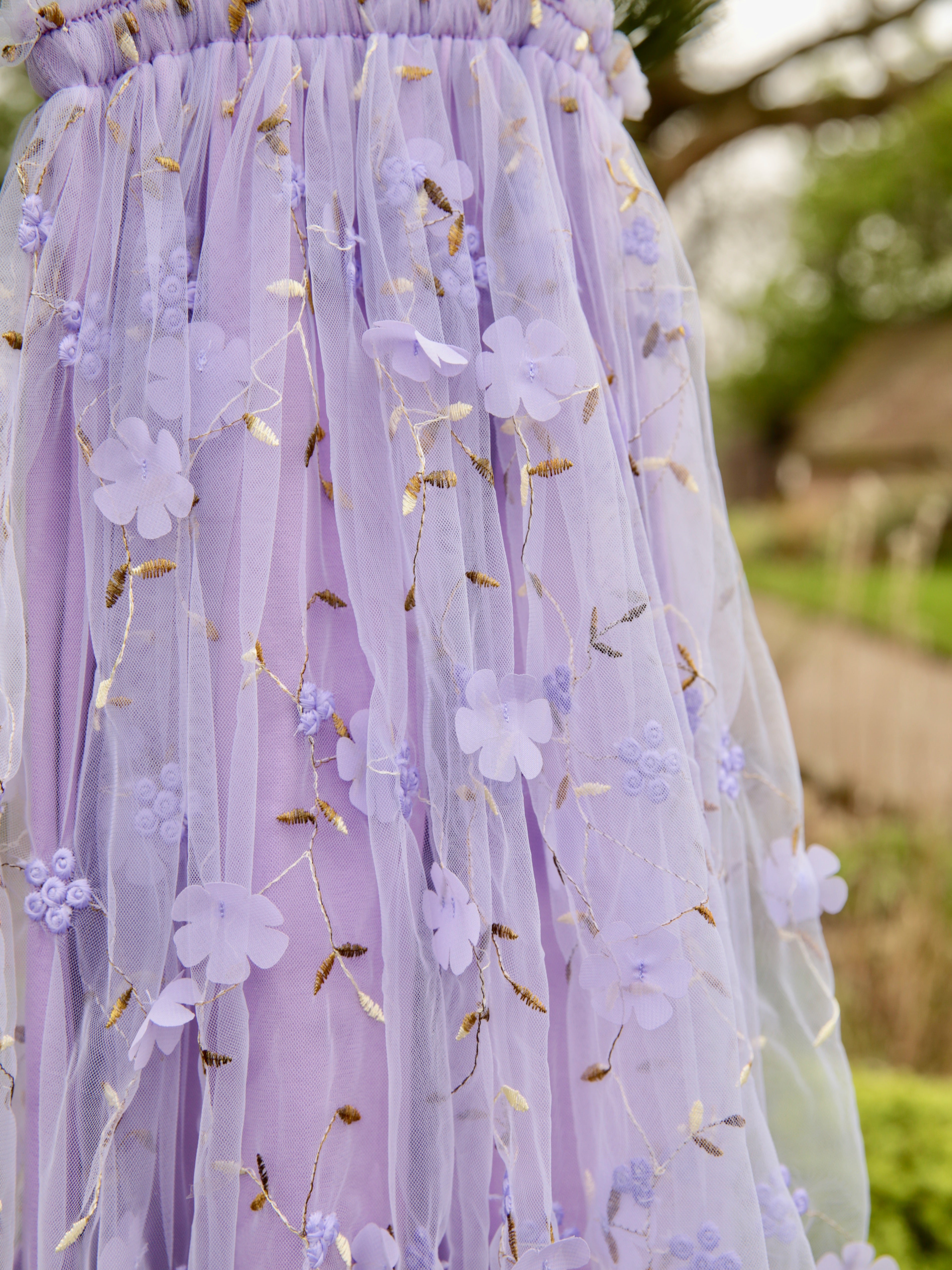 Purple flower embroidered girls' dress. Purple Tulle Dress, embroidered flowers, party dress, bridesmaid dress, flower girl dress.