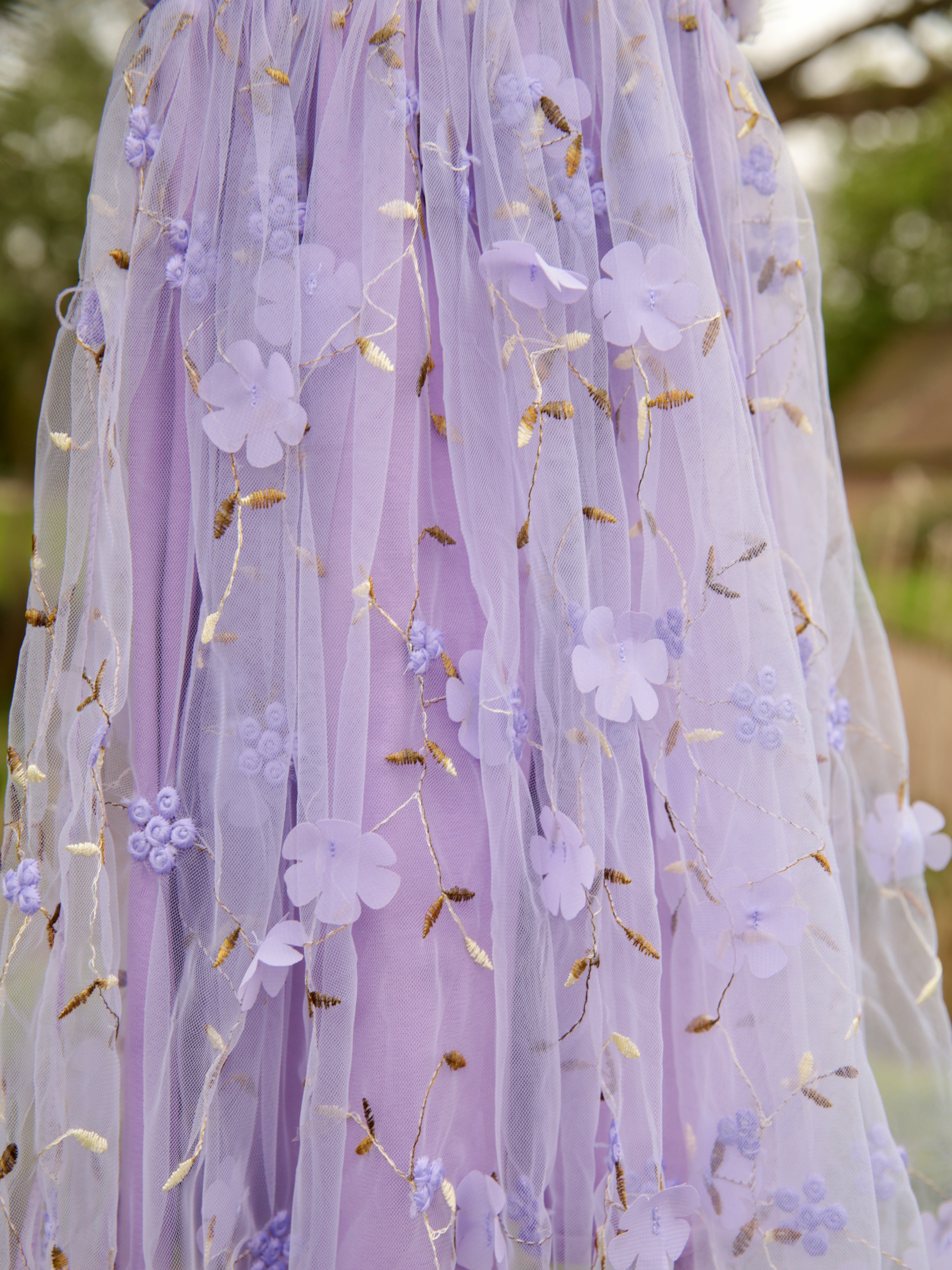 Purple flower embroidered girls' dress. Purple Tulle Dress, embroidered flowers, party dress, bridesmaid dress, flower girl dress.