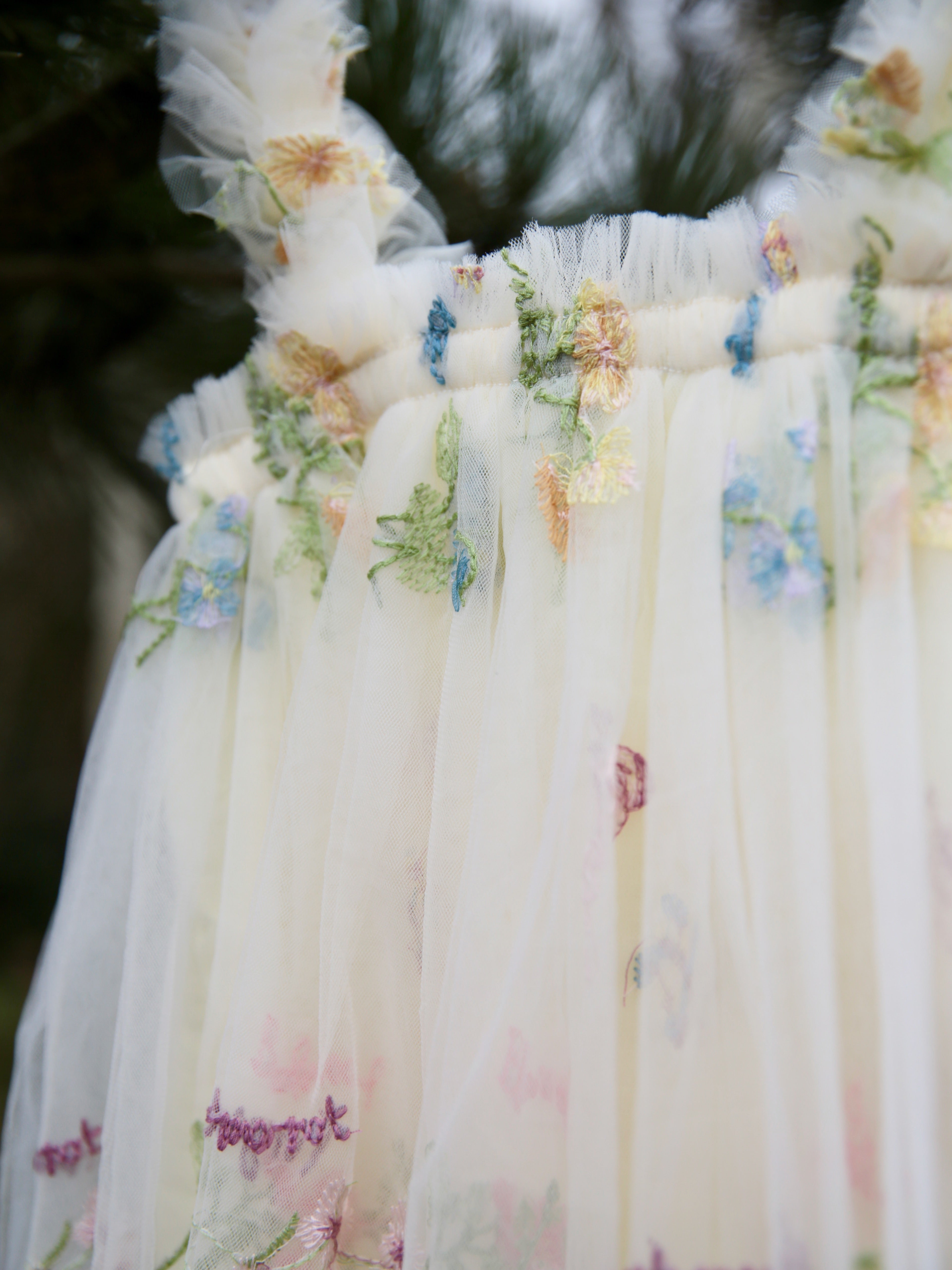 Little girls dress. Lemon yellow girls party dress, tulle embroidered with flowers. Flower dress. Flower girl, cake smash, birthday dress.