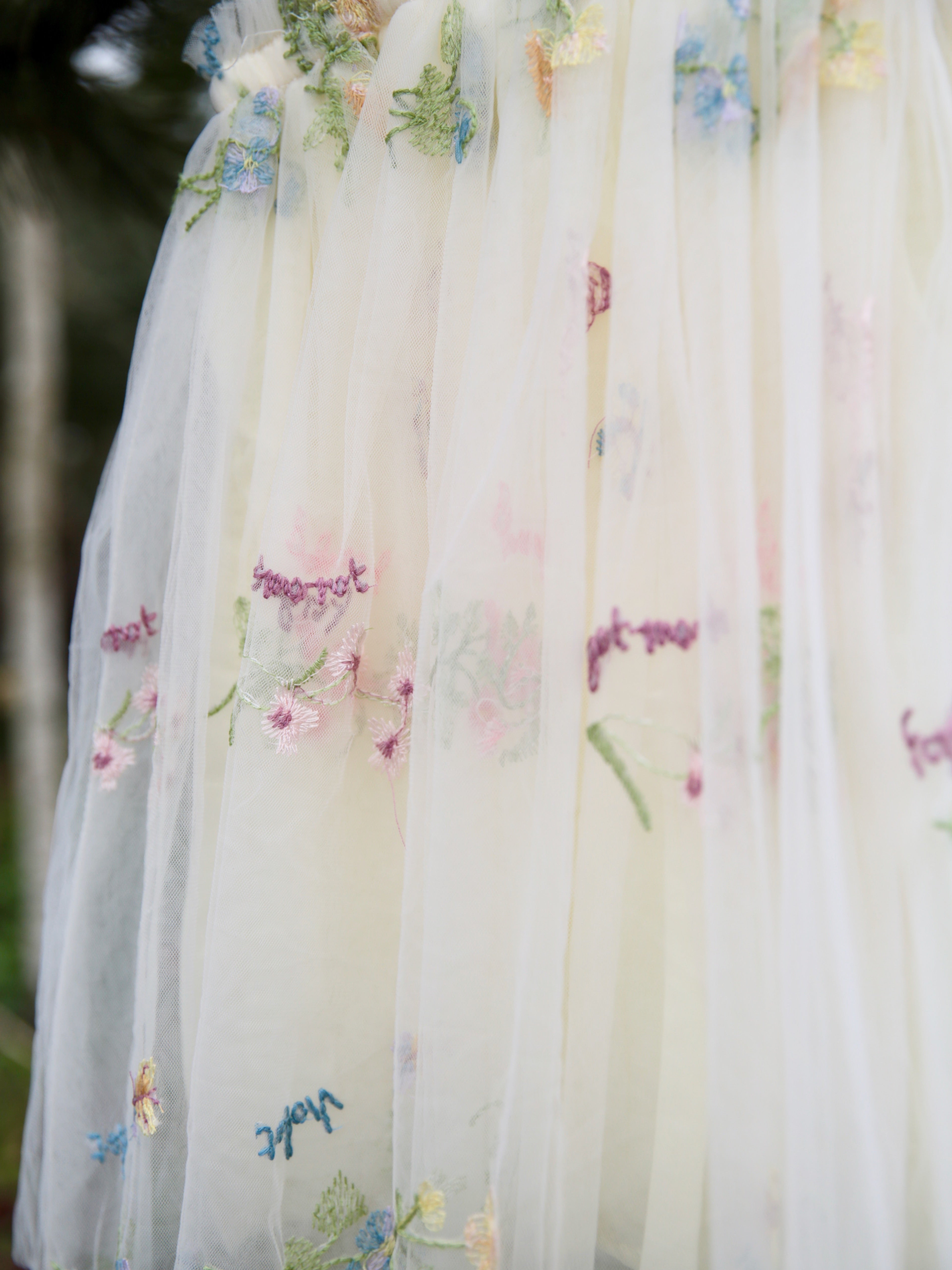 Little girls dress. Lemon yellow girls party dress, tulle embroidered with flowers. Flower dress. Flower girl, cake smash, birthday dress.