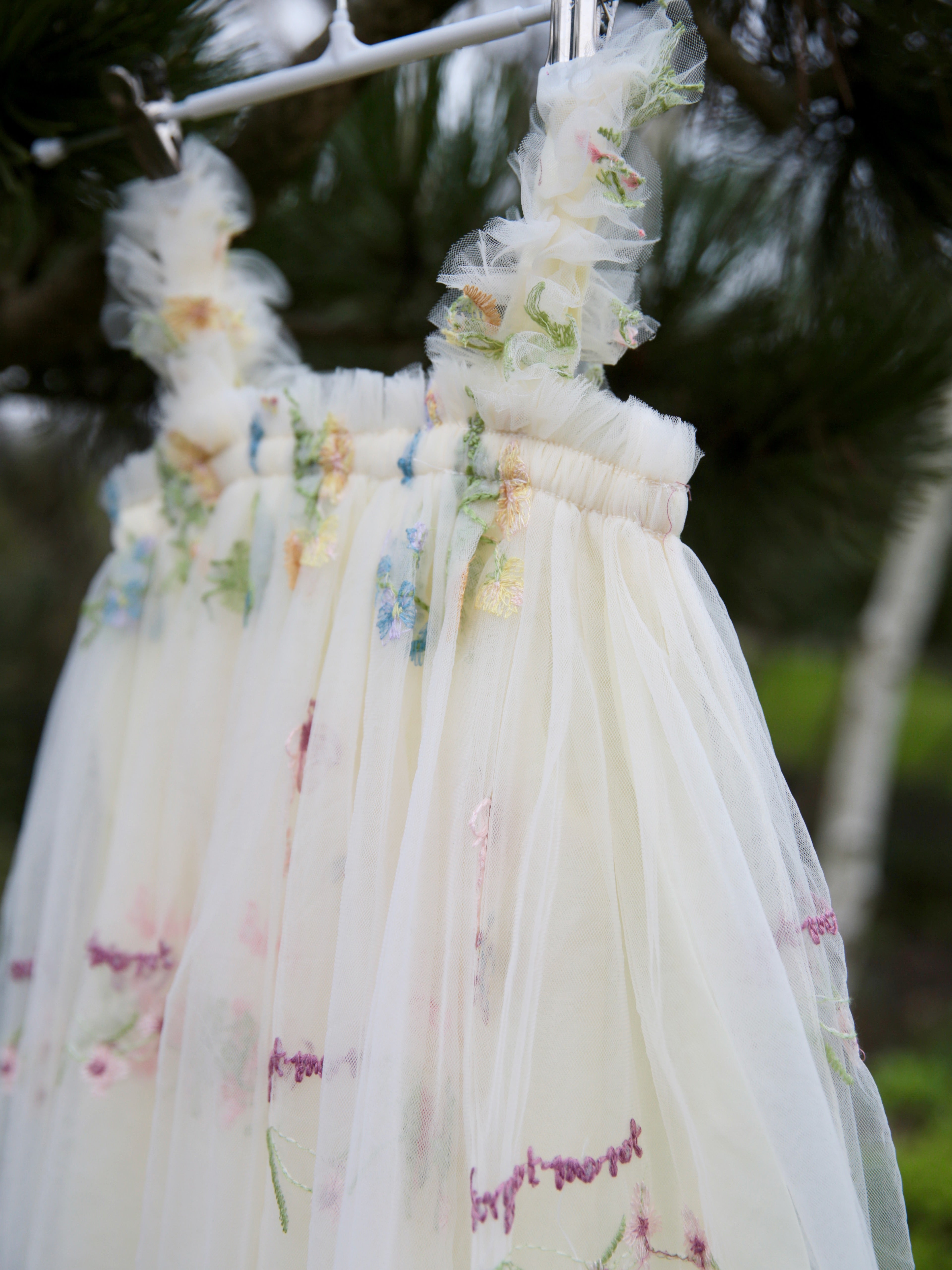 Little girls dress. Lemon yellow girls party dress, tulle embroidered with flowers. Flower dress. Flower girl, cake smash, birthday dress.