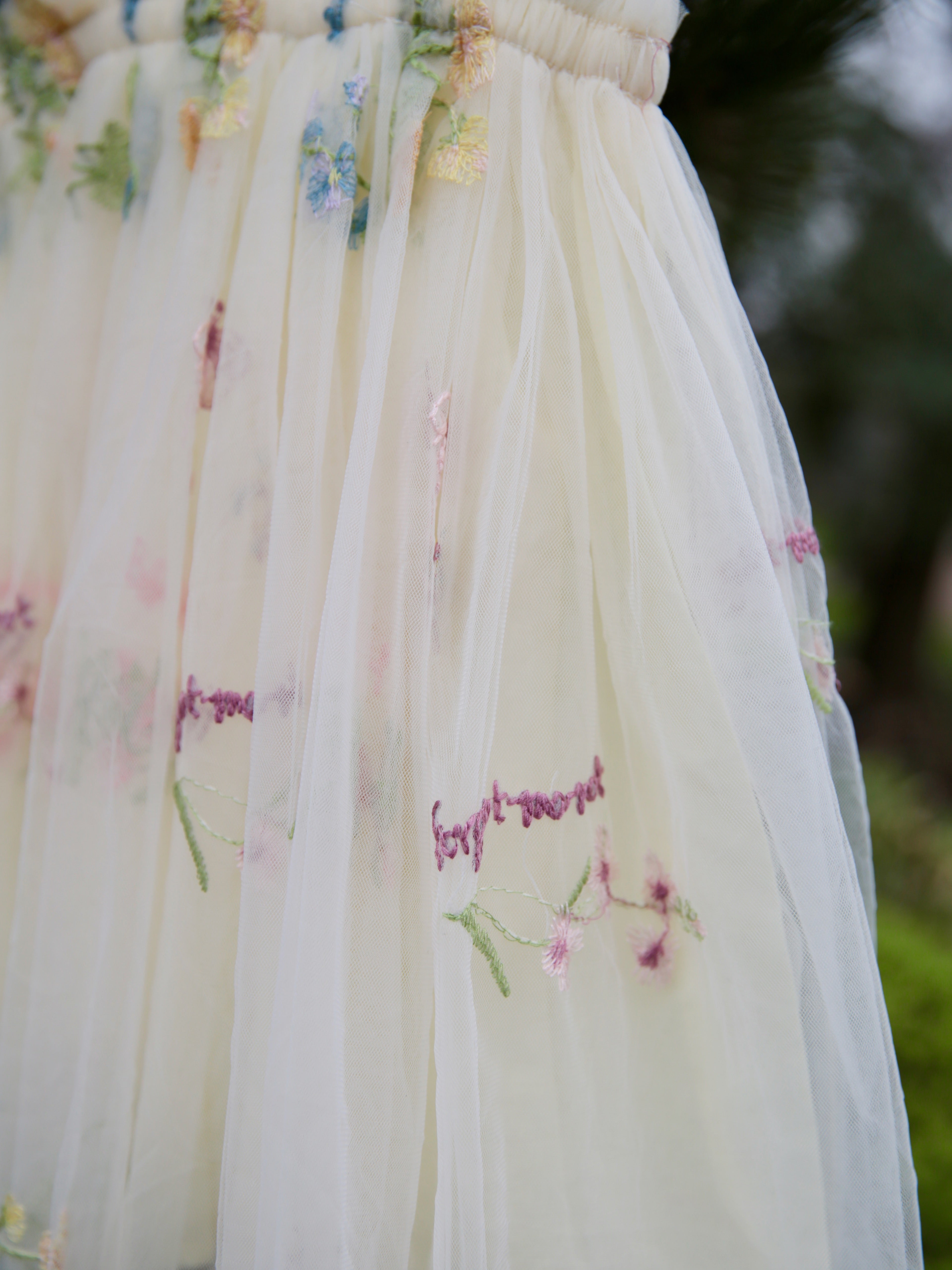 Little girls dress. Lemon yellow girls party dress, tulle embroidered with flowers. Flower dress. Flower girl, cake smash, birthday dress.