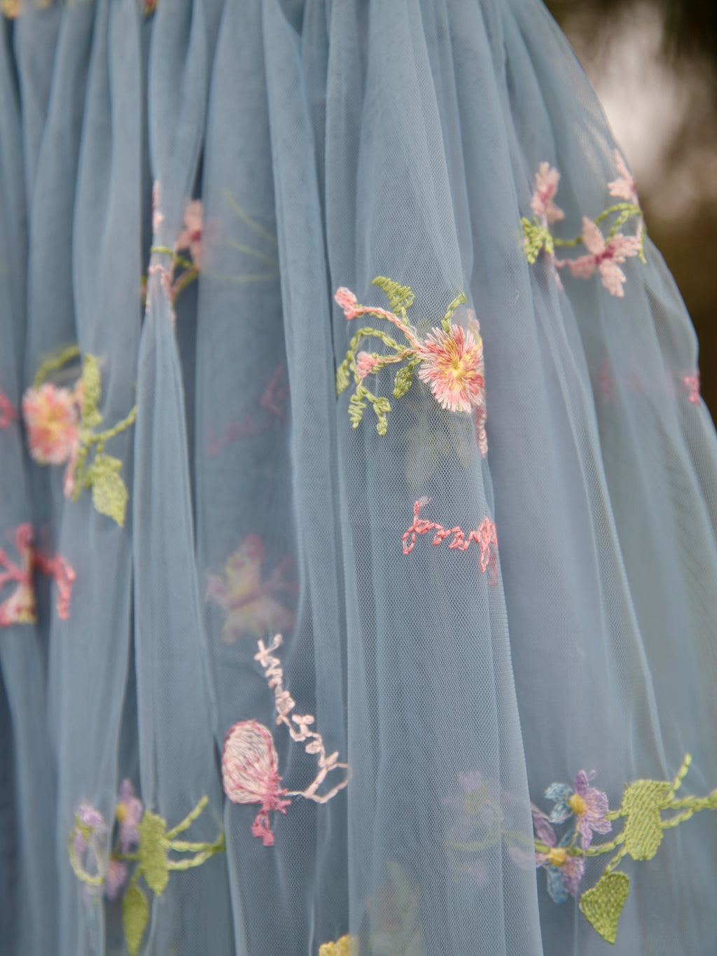 Petrol Blue Girls embroidered dress. Tulle dress, embroidered with flowers. Flower girl dress, cake smash, birthday dress