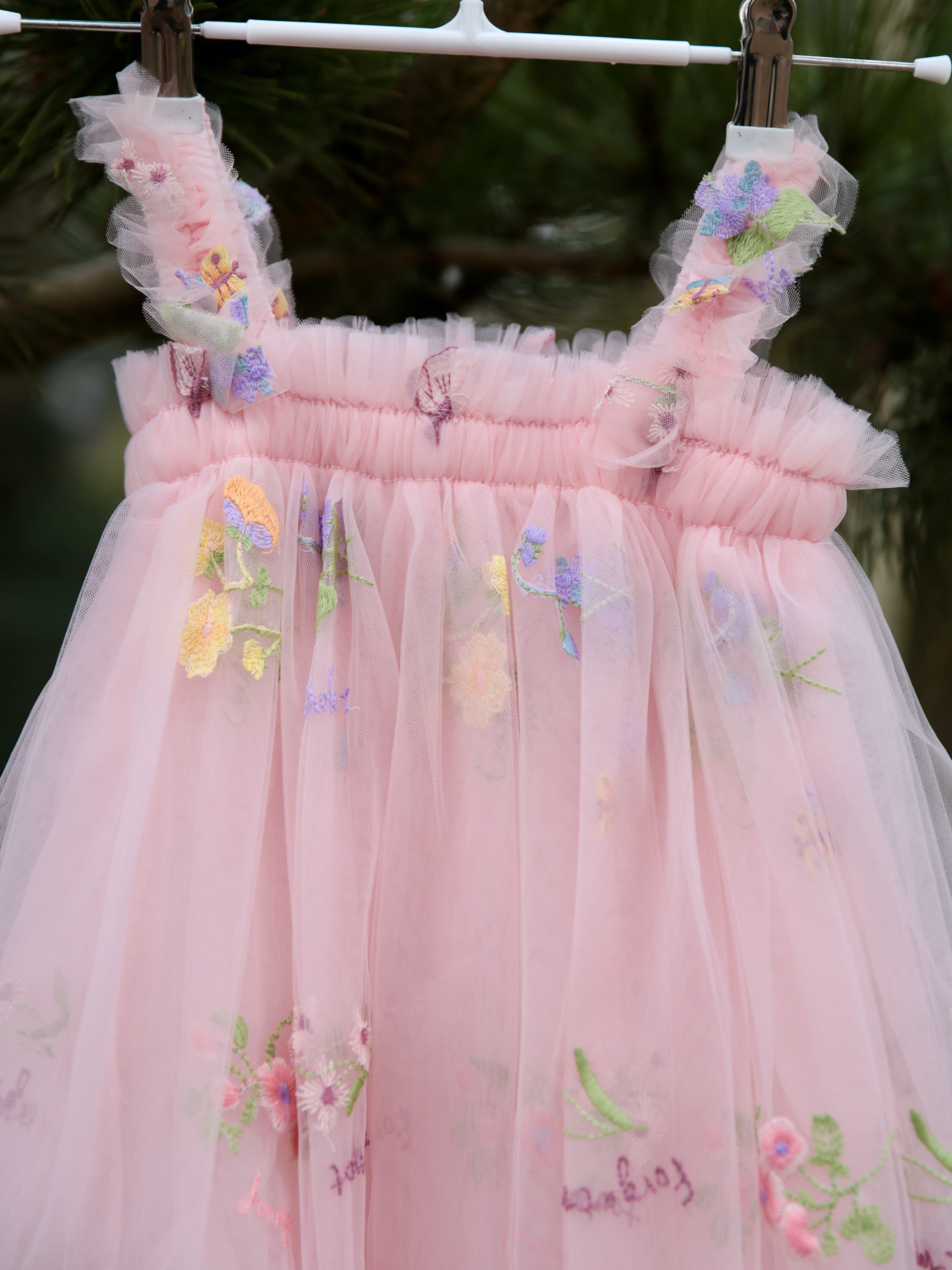 Fairy wings dress. Beautiful pink tulle dress with butterfly wings, party dress, bridesmaid dress, flower girl dress. Cake smash outfit