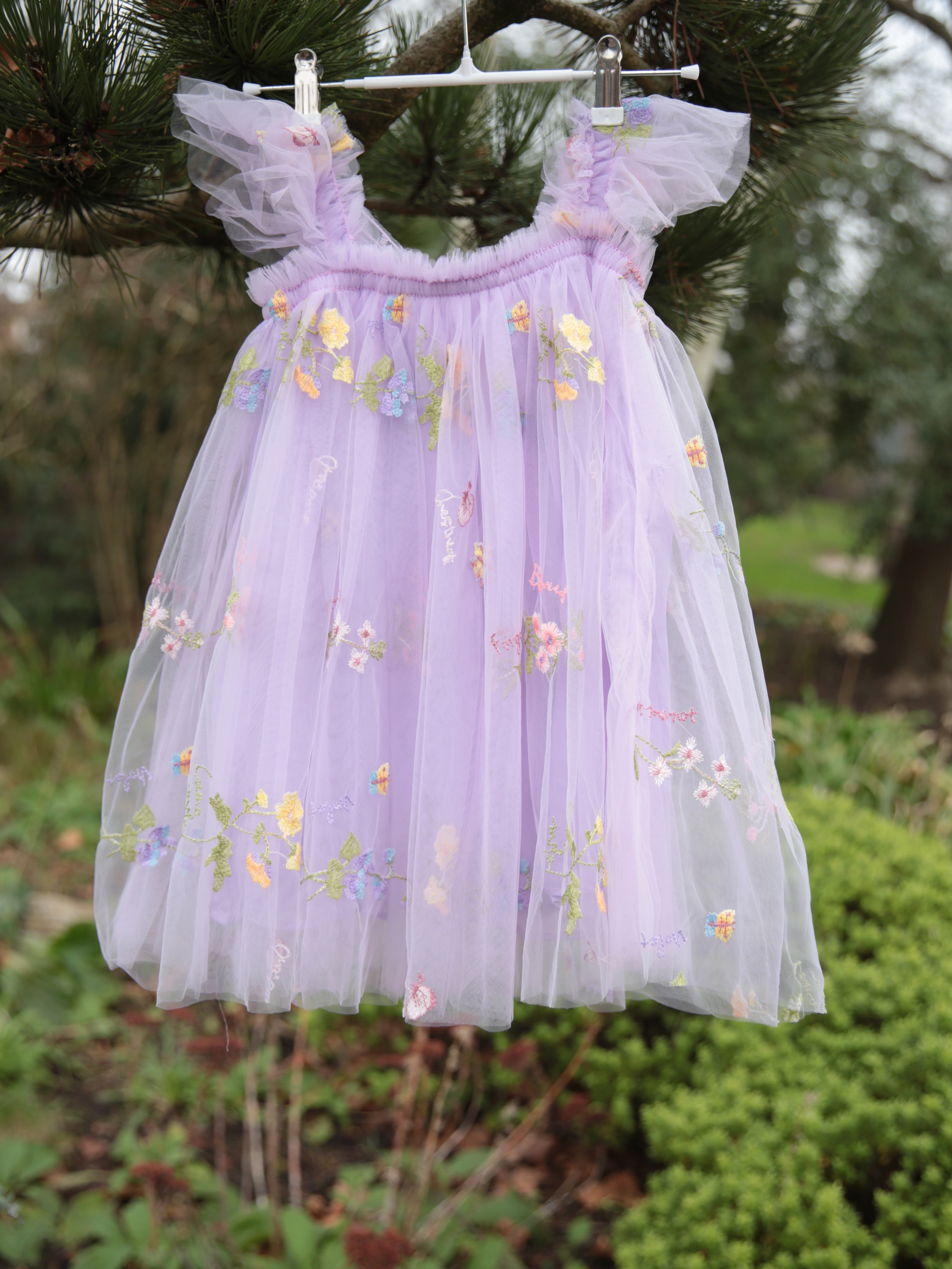 Fairy wing dress, beautiful purple girls tulle dress, butterfly wing dress, party dress, bridesmaid dress, flower girl dress.