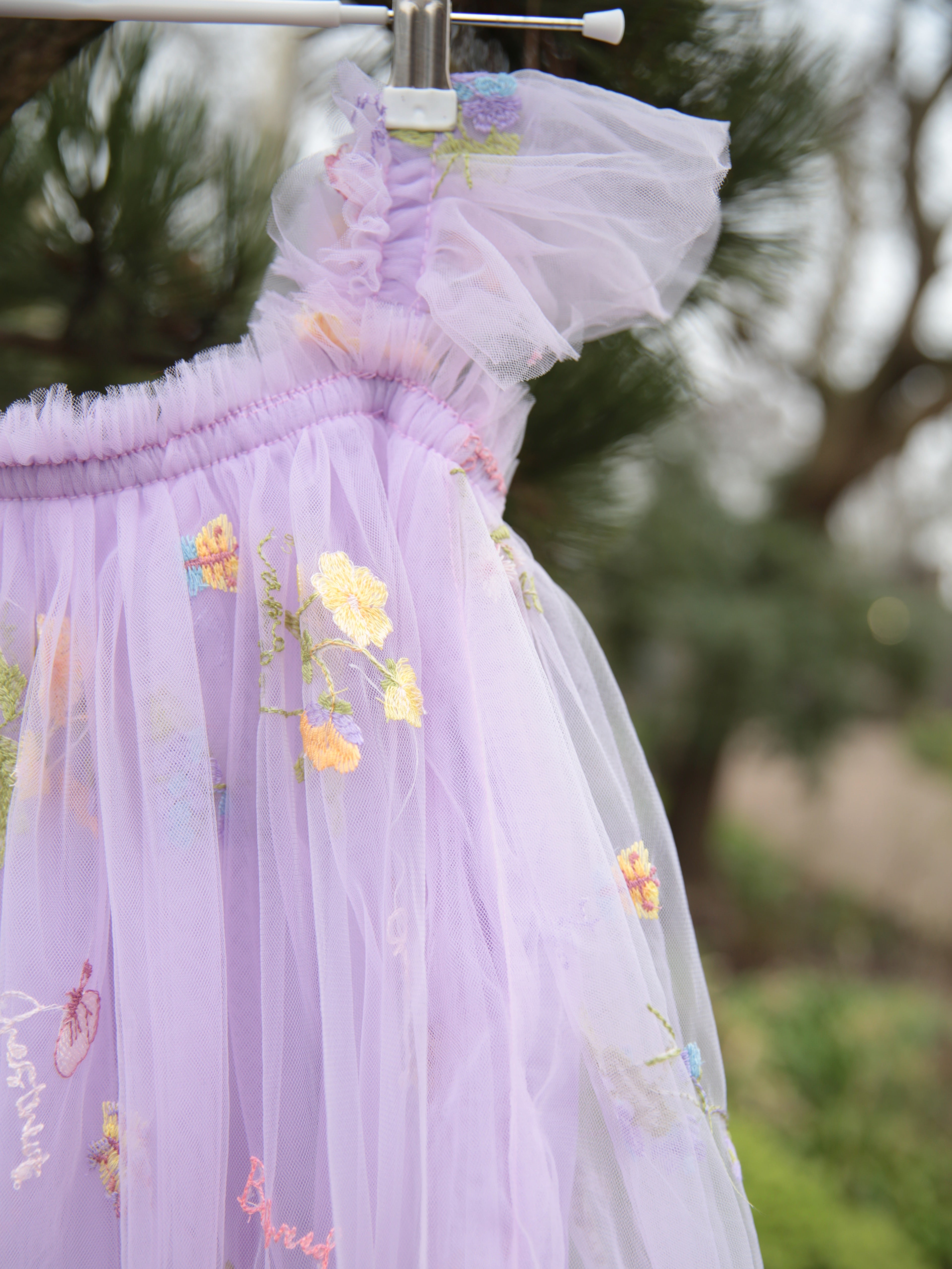 Fairy wing dress, beautiful purple girls tulle dress, butterfly wing dress, party dress, bridesmaid dress, flower girl dress.