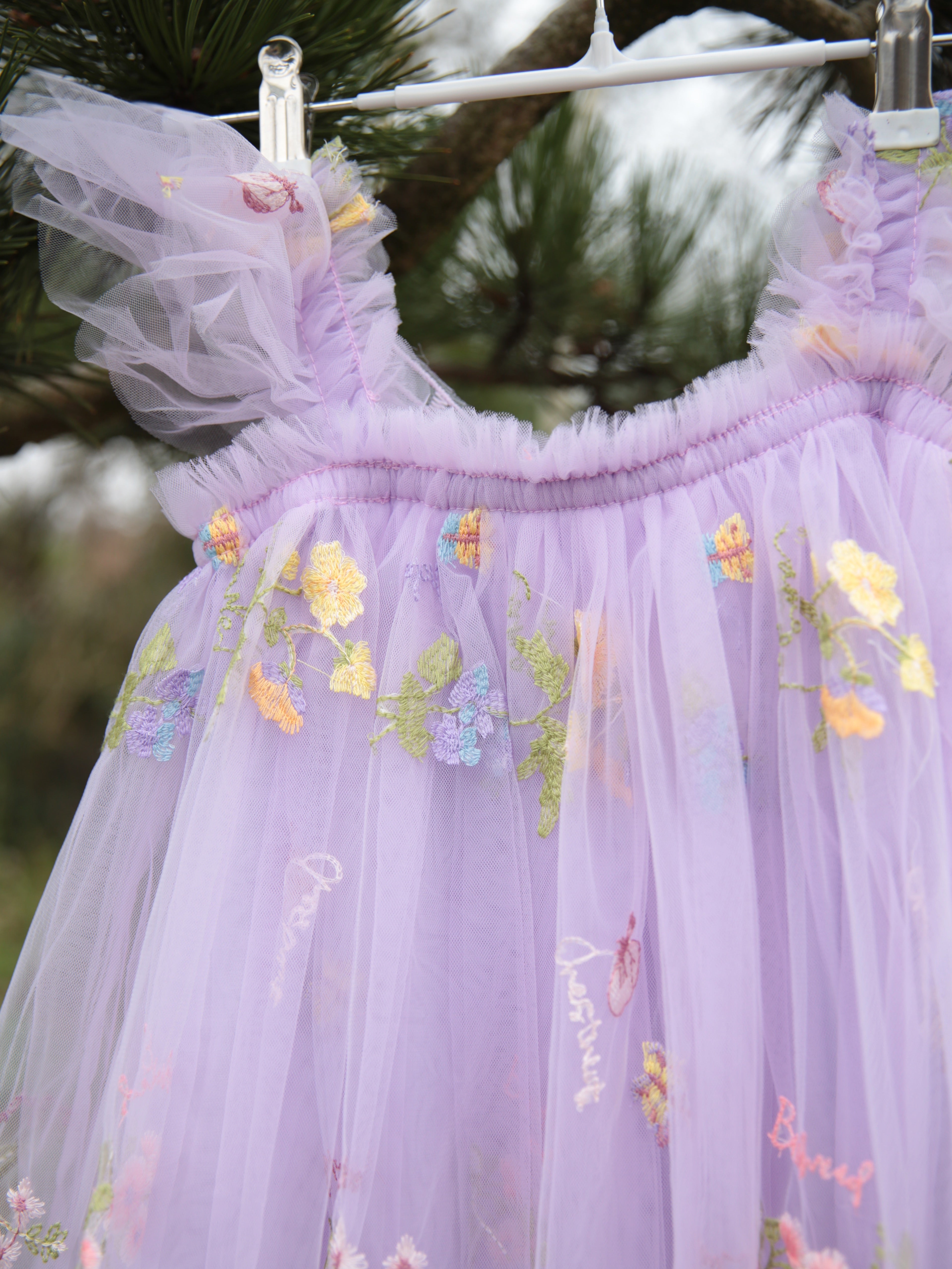 Fairy wing dress, beautiful purple girls tulle dress, butterfly wing dress, party dress, bridesmaid dress, flower girl dress.