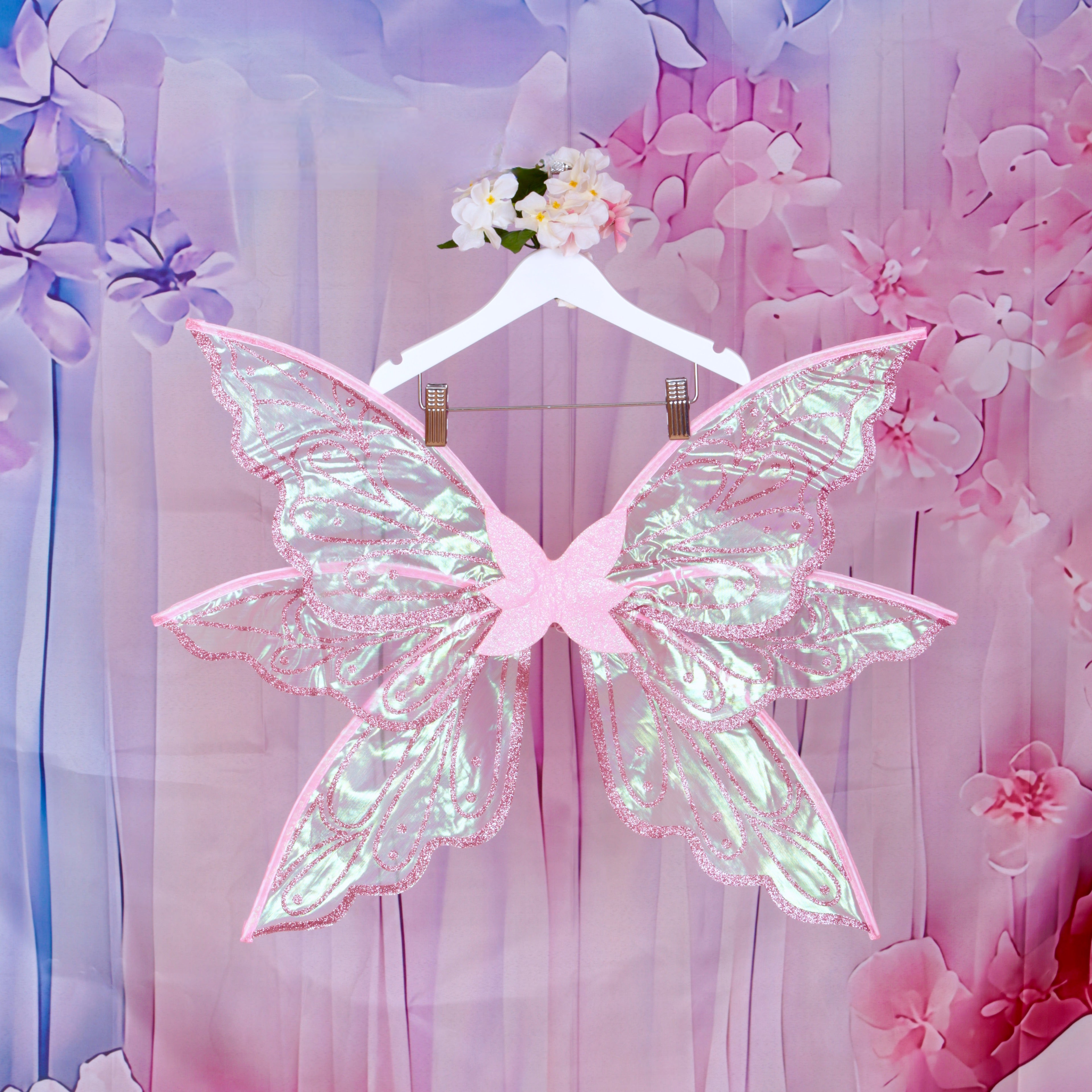 Pink Fairy Wings Pink Iridescent  for Adults and Children | Perfect for Fairy Dress-Up & Cosplay and Valentine Day costume.  Butterfly wings