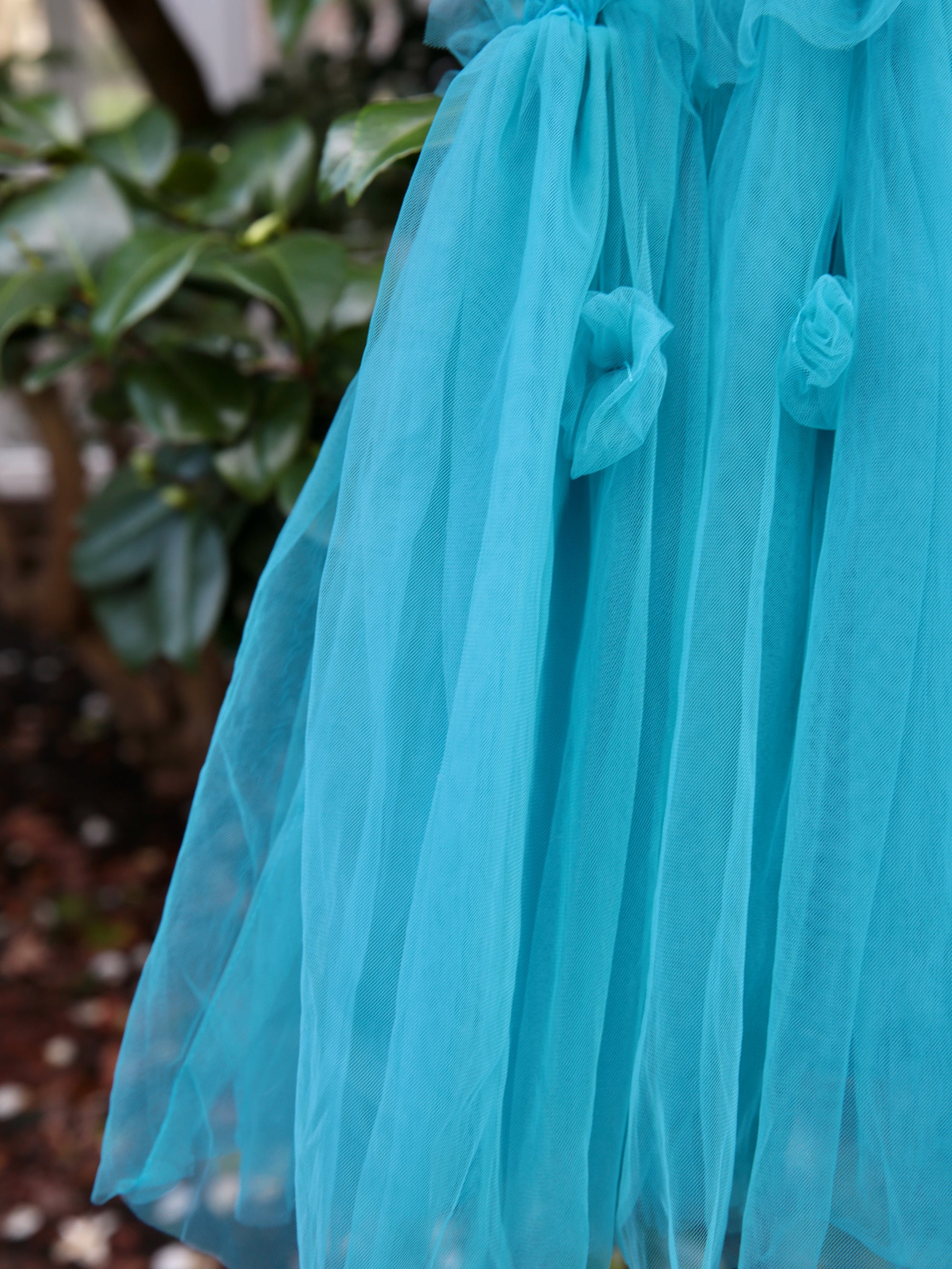 Teal Fairy Wing dress  in Teal Tulle. Butterfly wings on the back, party dress, flower girl dress. Birthday photoshoot. Wild Daisy