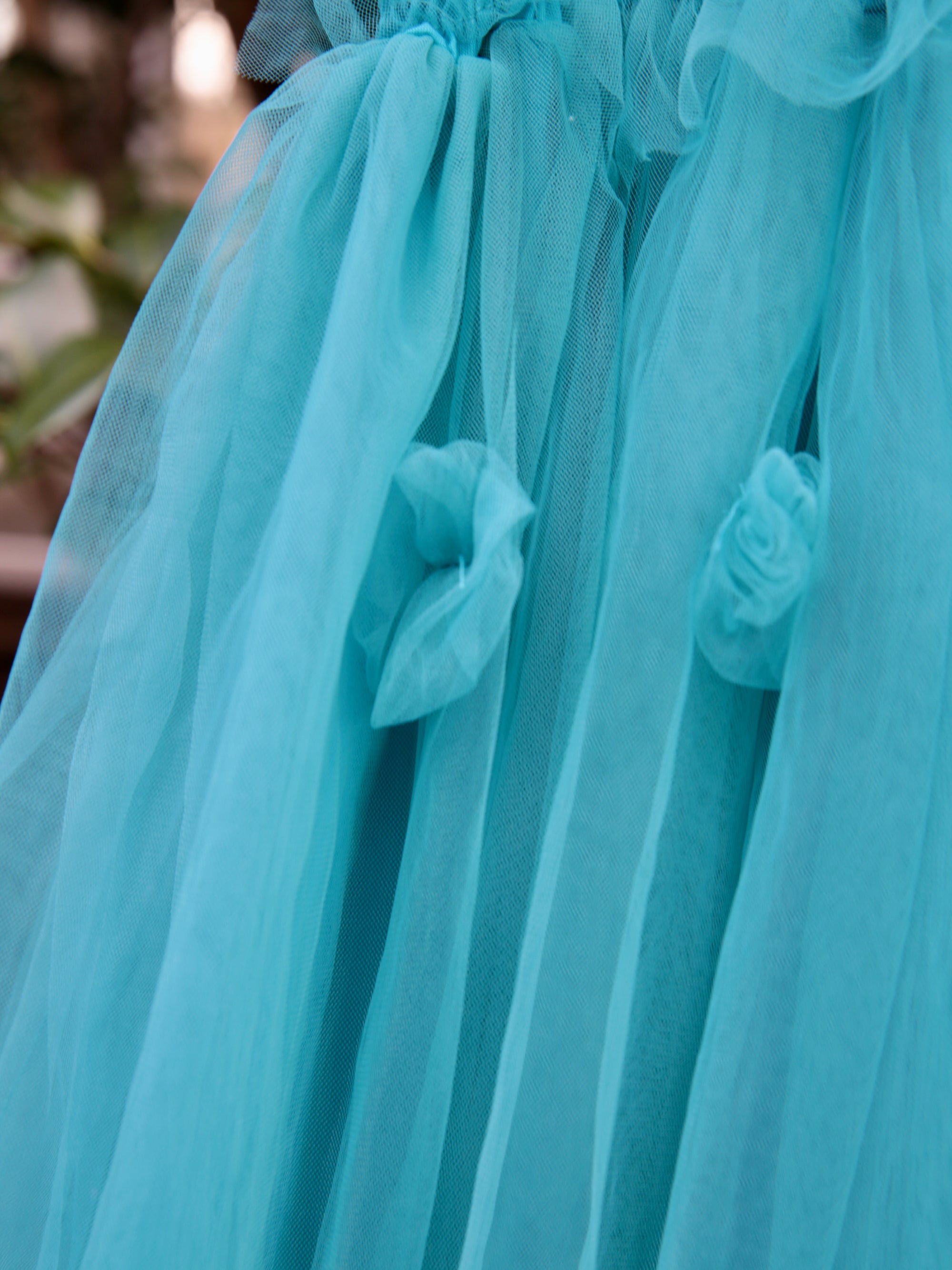 Teal Fairy Wing dress  in Teal Tulle. Butterfly wings on the back, party dress, flower girl dress. Birthday photoshoot. Wild Daisy