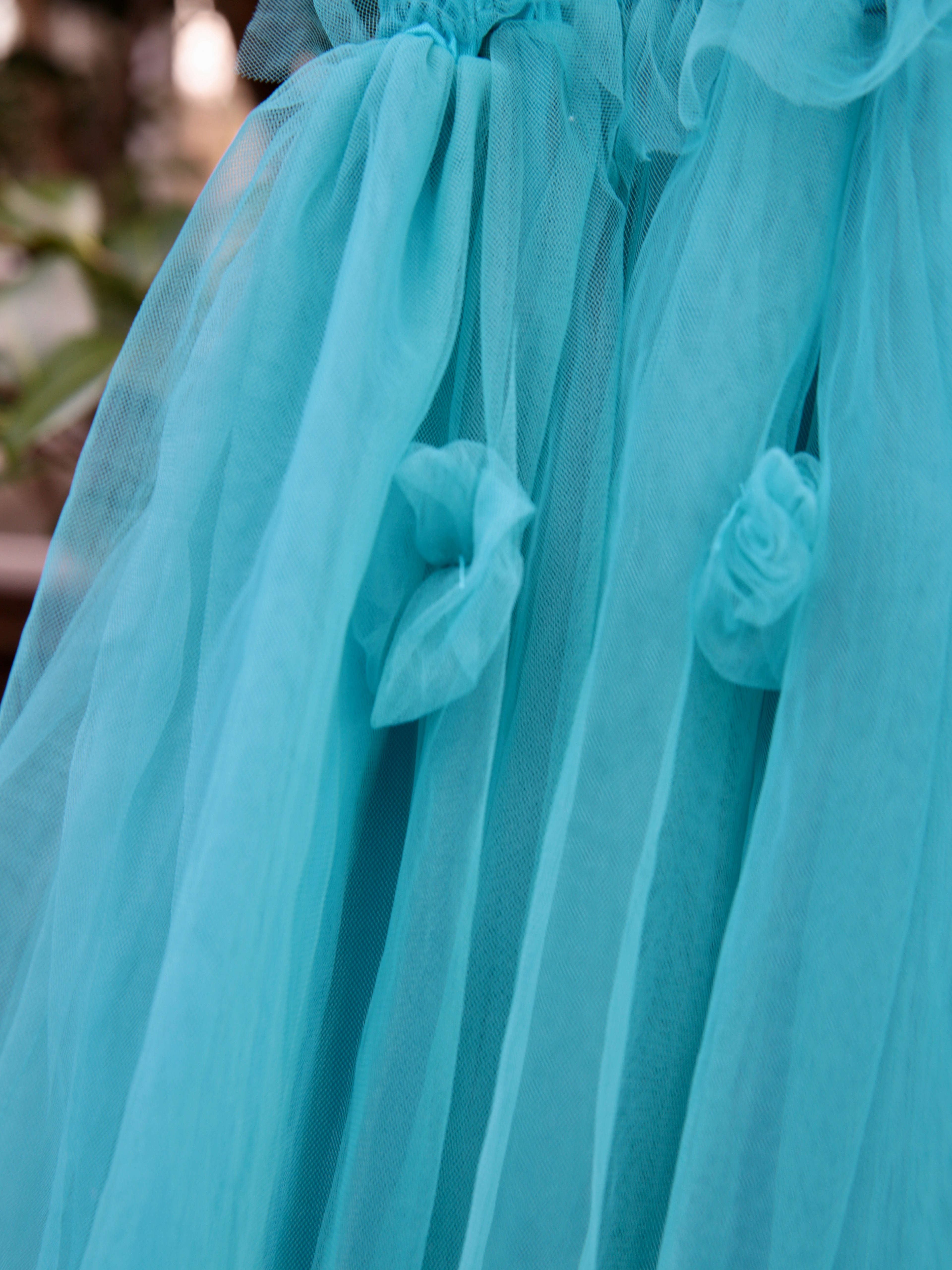 Teal Fairy Wing dress  in Teal Tulle. Butterfly wings on the back, party dress, flower girl dress. Birthday photoshoot. Wild Daisy