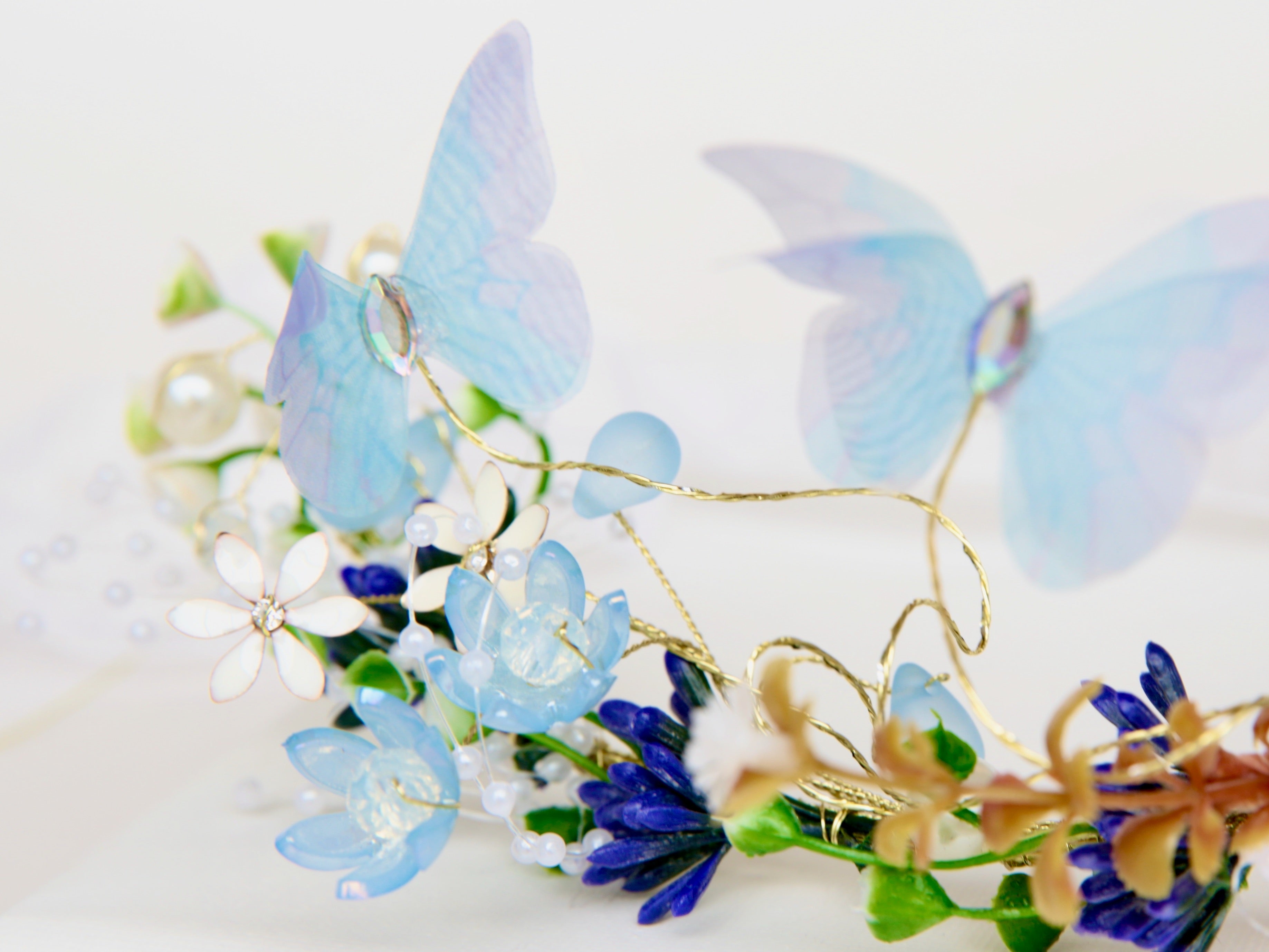 Blue Butterfly tiara – Magical Faerie  Crown for Brides, Imaginative Play, Woodland Gatherings,  Cosplay Headband, Renaissance Fairs