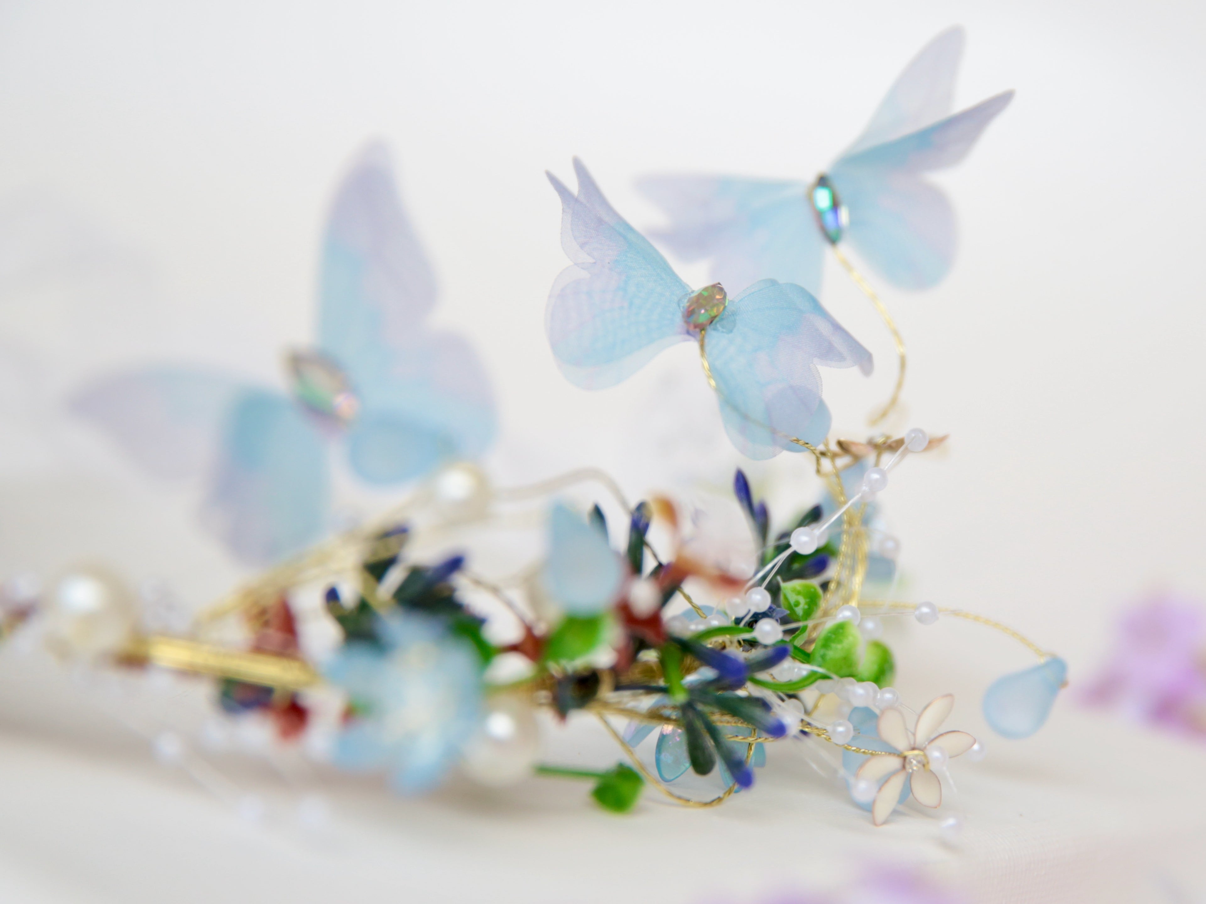 Blue Butterfly tiara – Magical Faerie  Crown for Brides, Imaginative Play, Woodland Gatherings,  Cosplay Headband, Renaissance Fairs