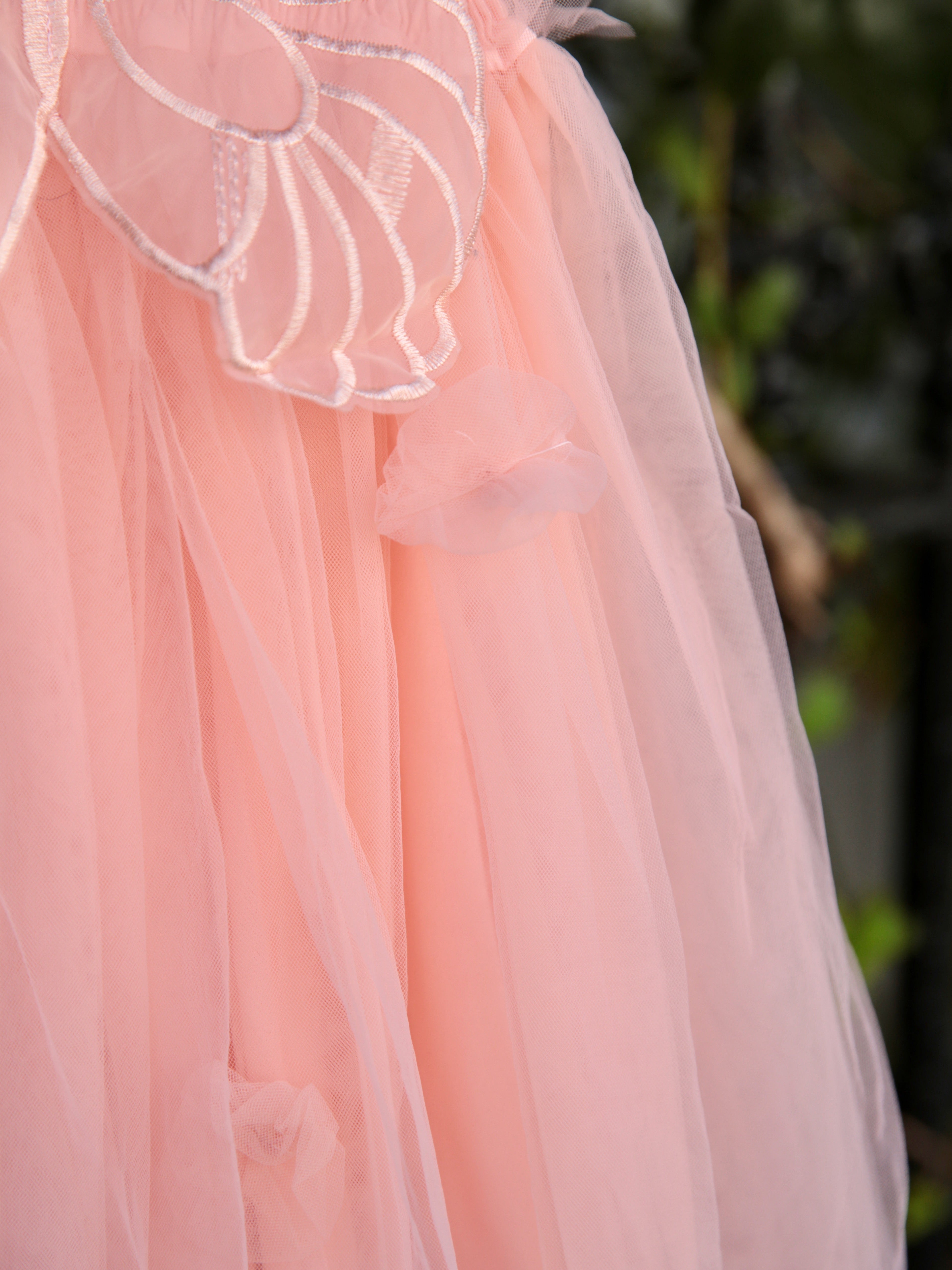 Girls Pink fairy wing dress. Beautiful Pastel Pink Tulle Dress with Butterfly wings on the back, party dress, bridesmaid dress, flower girl dress