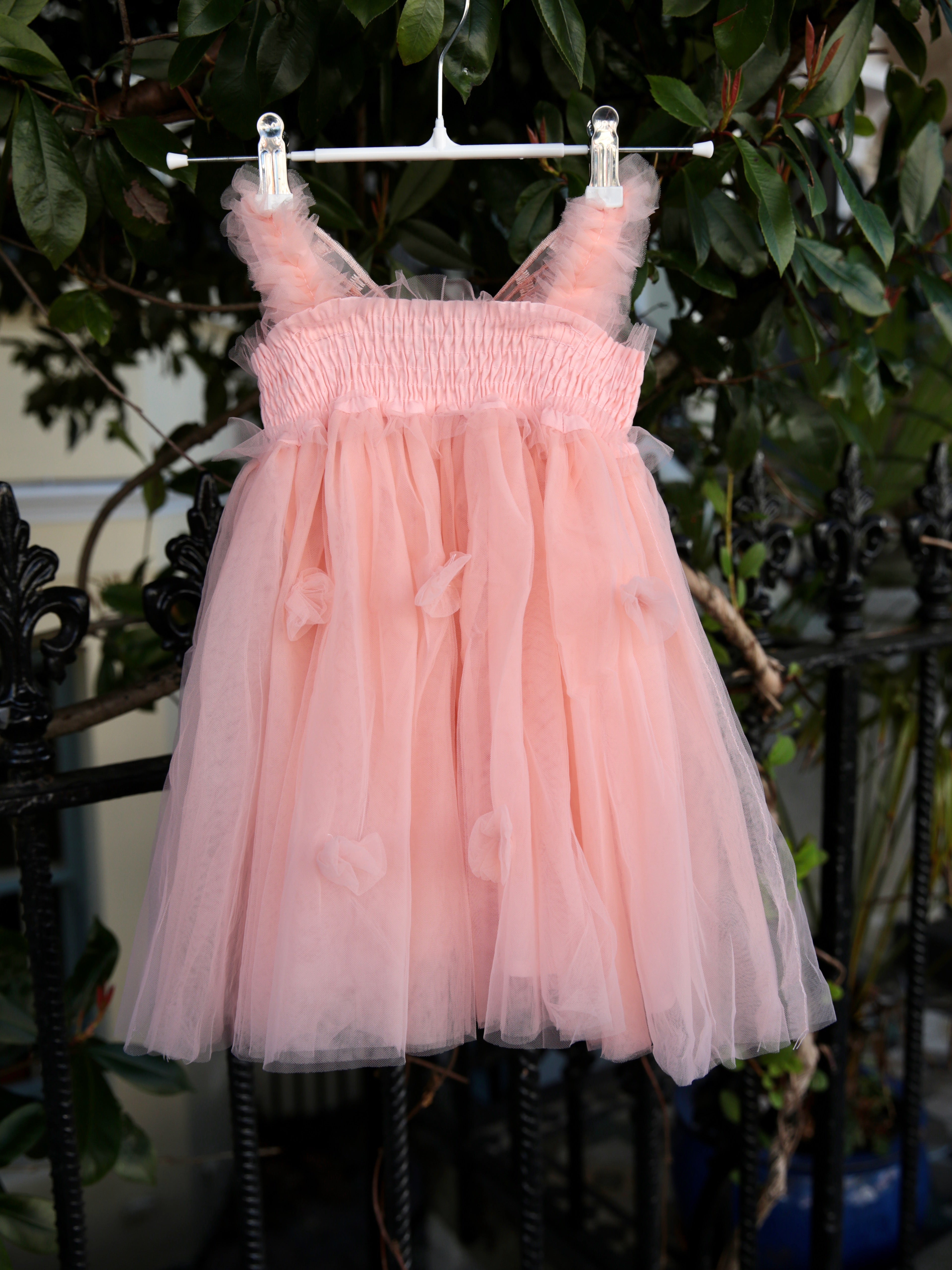 Girls Pink fairy wing dress. Beautiful Pastel Pink Tulle Dress with Butterfly wings on the back, party dress, bridesmaid dress, flower girl dress