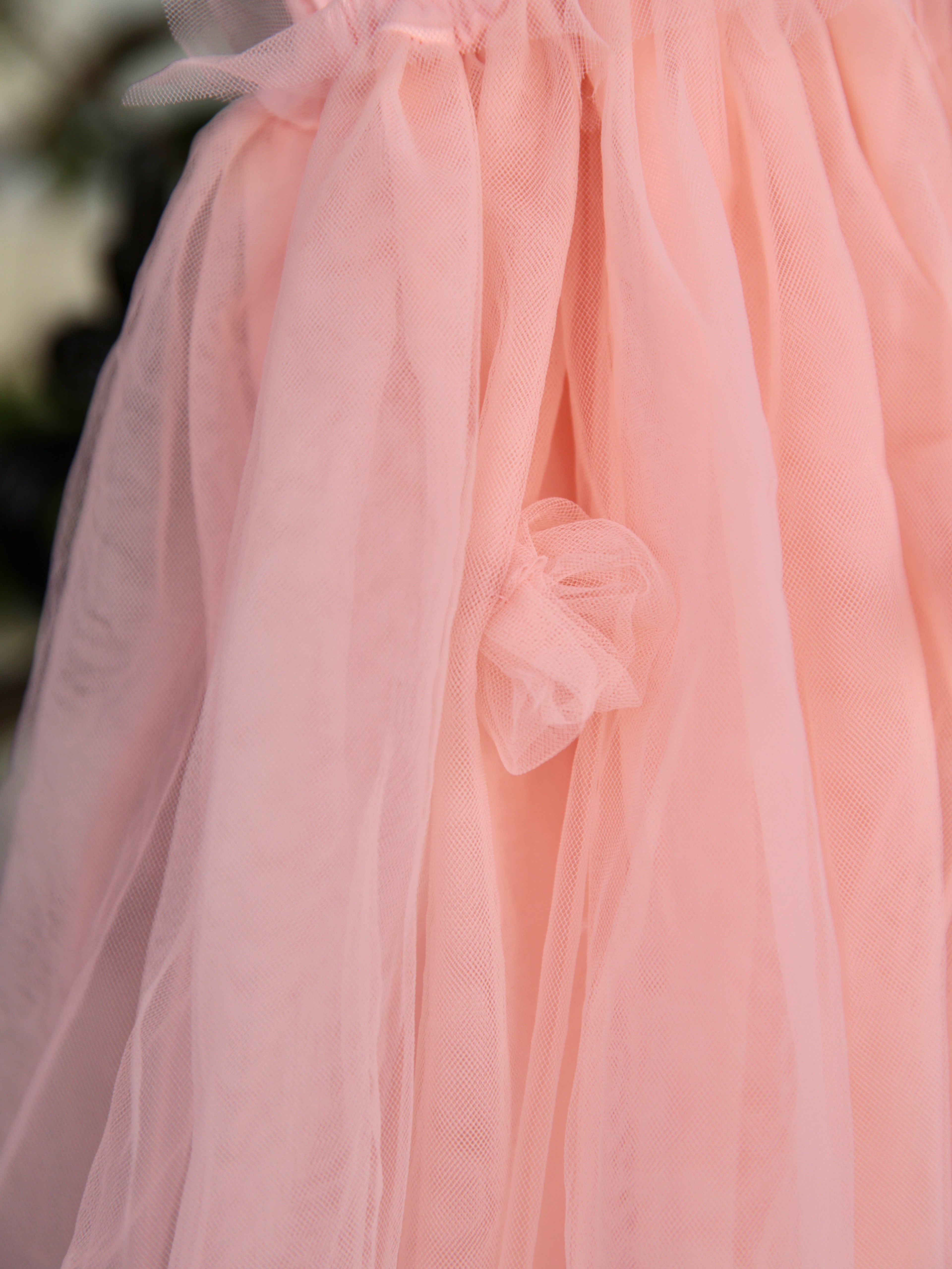 Girls Pink fairy wing dress. Beautiful Pastel Pink Tulle Dress with Butterfly wings on the back, party dress, bridesmaid dress, flower girl dress