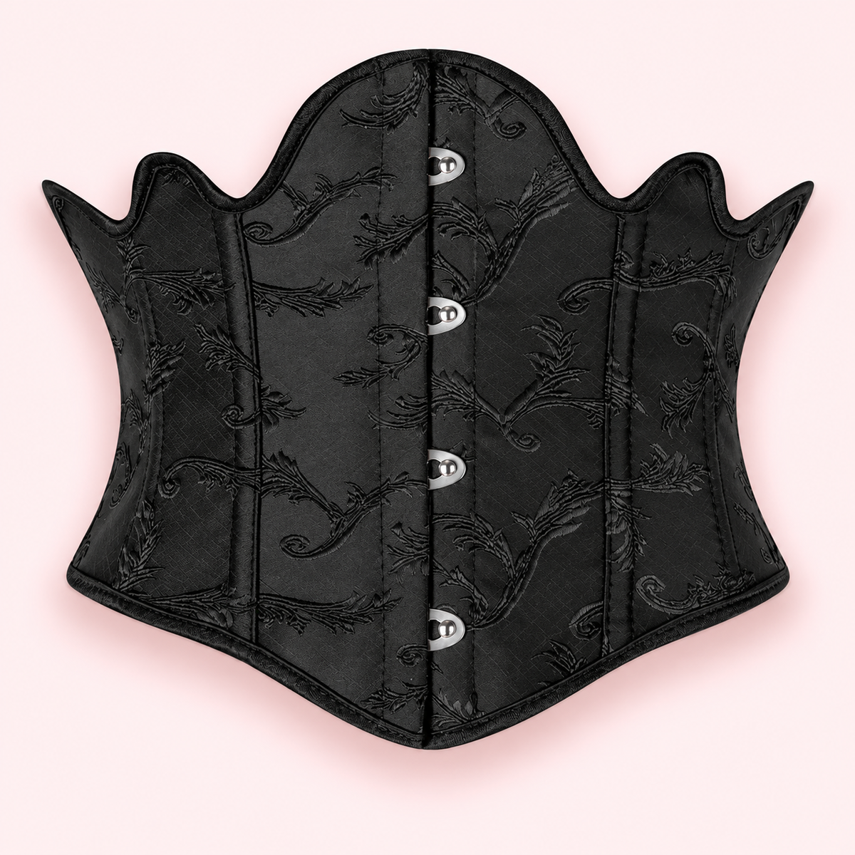 Black Brocade Underbust Corset Belt – Gothic Victorian Waist Cincher