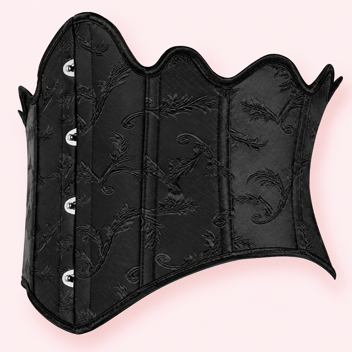 Black Brocade Underbust Corset Belt – Gothic Victorian Waist Cincher