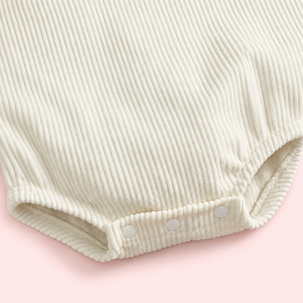 First Birthday Romper for Baby Girls – Cream with Pink Floral Embroidery