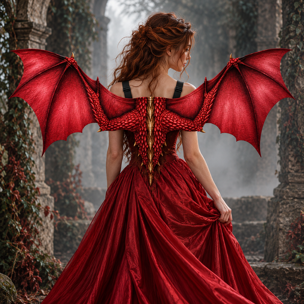 Red Dragon Wings – Large Fabric Cosplay Wings for Adults & Teens | Halloween Costume Accessory