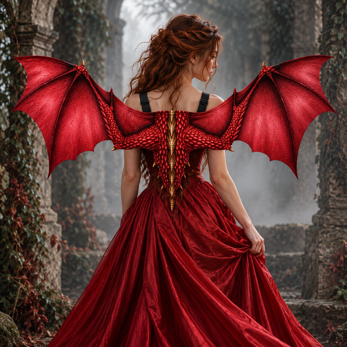 Red Dragon Wings – Large Fabric Cosplay Wings for Adults & Teens | Halloween Costume Accessory